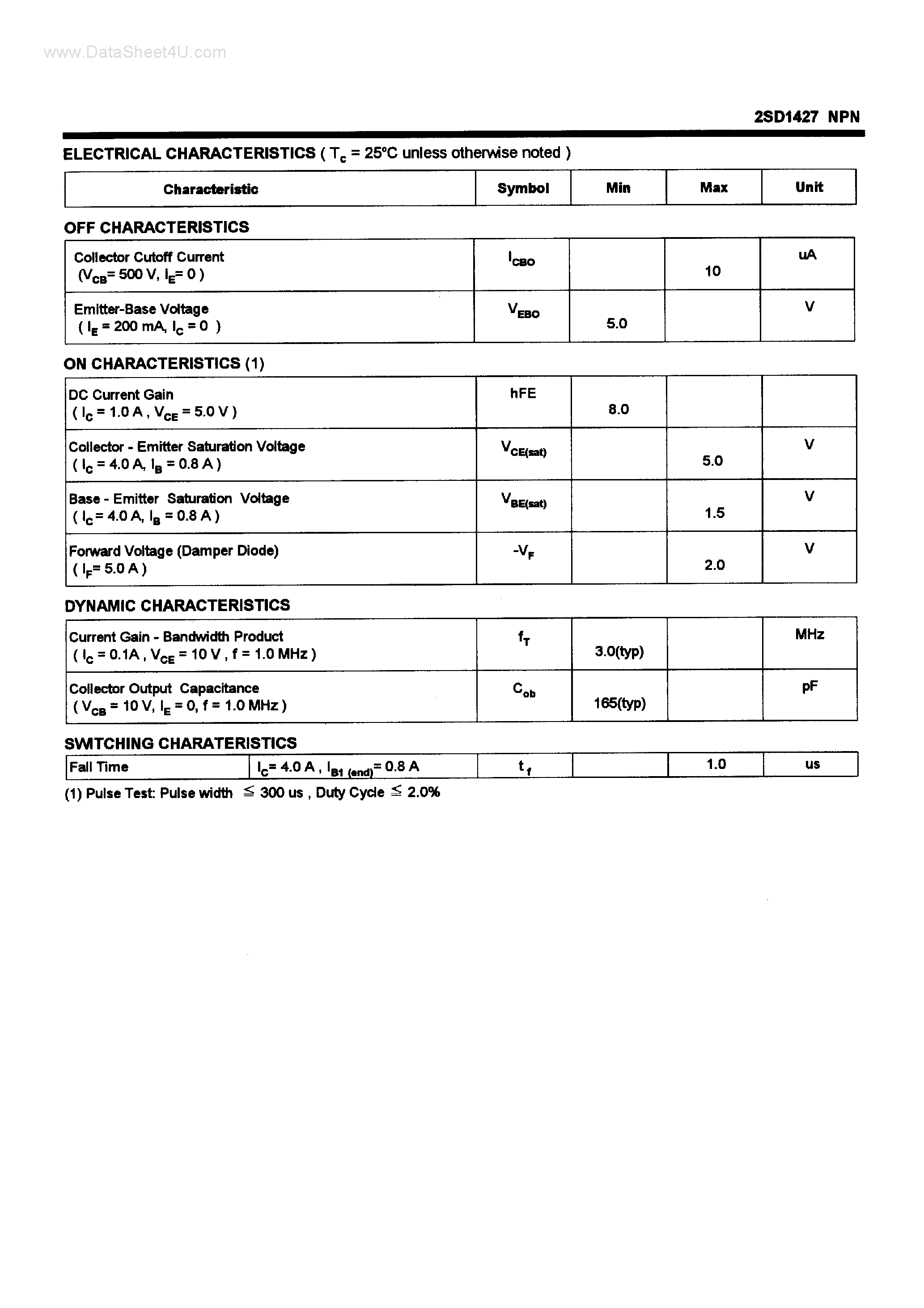 Datasheet D1427 - Search ---> 2SD1427 page 2