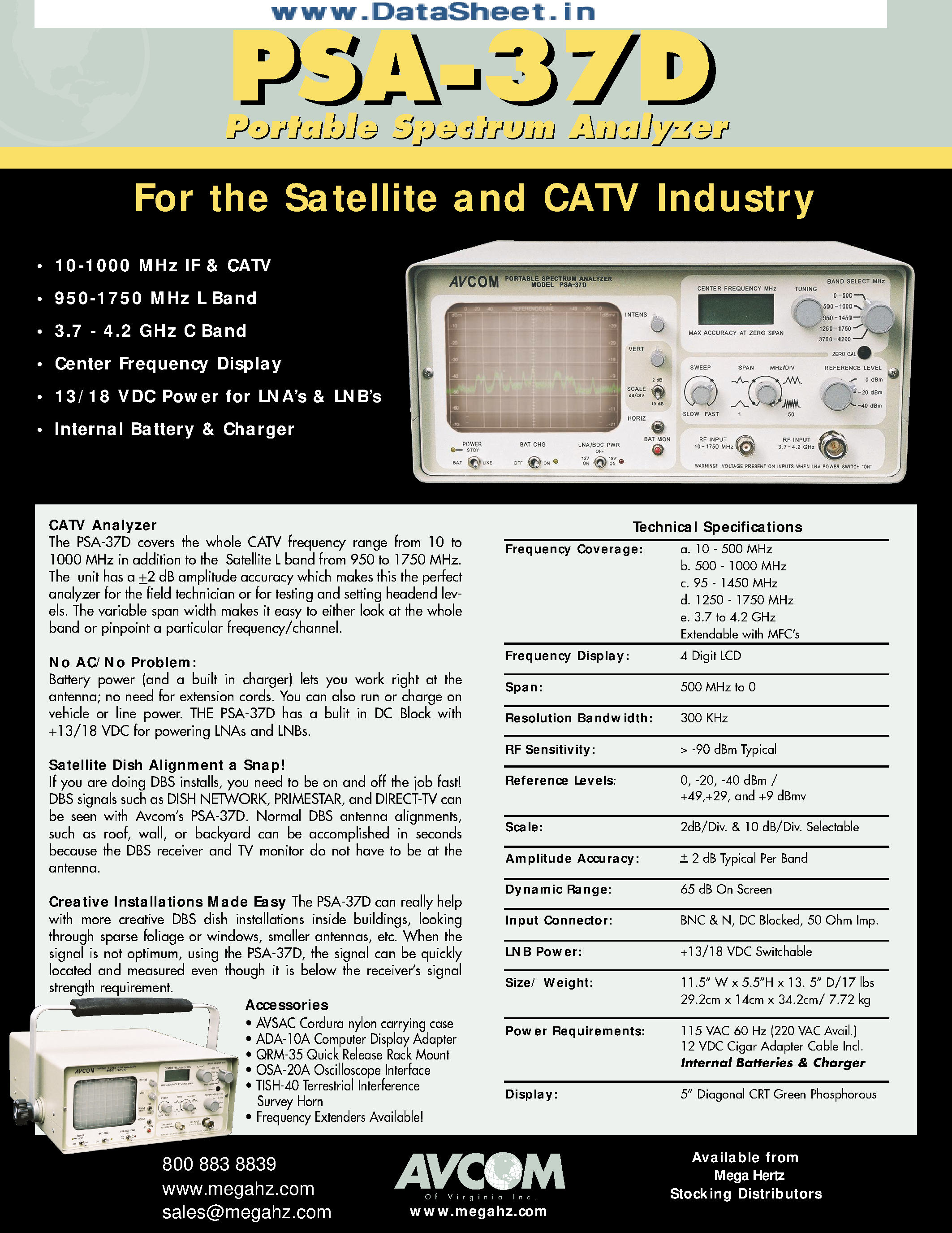 Даташит PSA-37D - Portable Spectrum Analyzer #2 страница 1