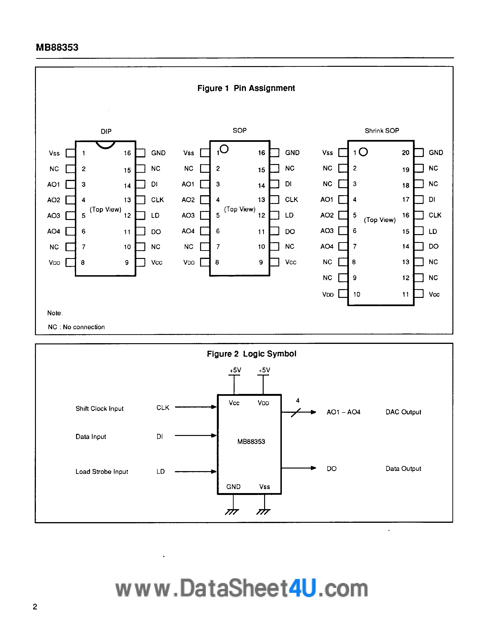 Datasheet MB88353 - R-2R Type 12-Bit D/A Converter page 2