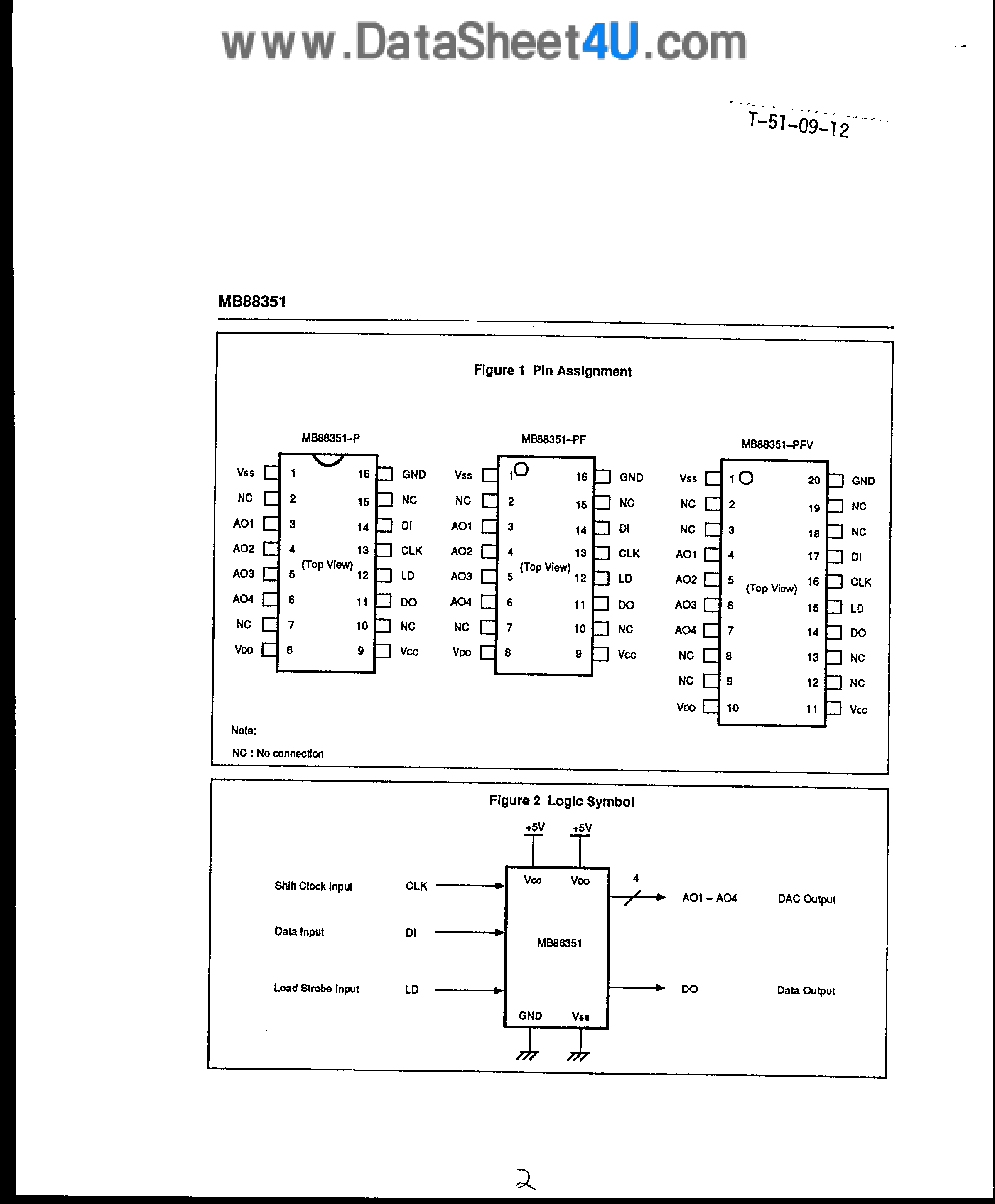 Datasheet MB88351 - R-2R Type 12-Bit D/A Converter page 2