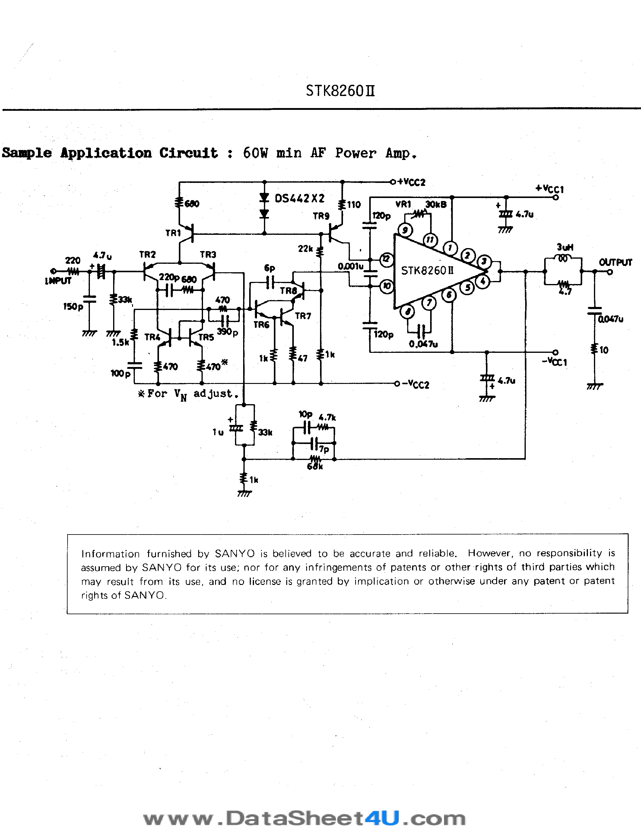 Datasheet STK8260II - 60W min AF Power Amp / Output Stage page 2