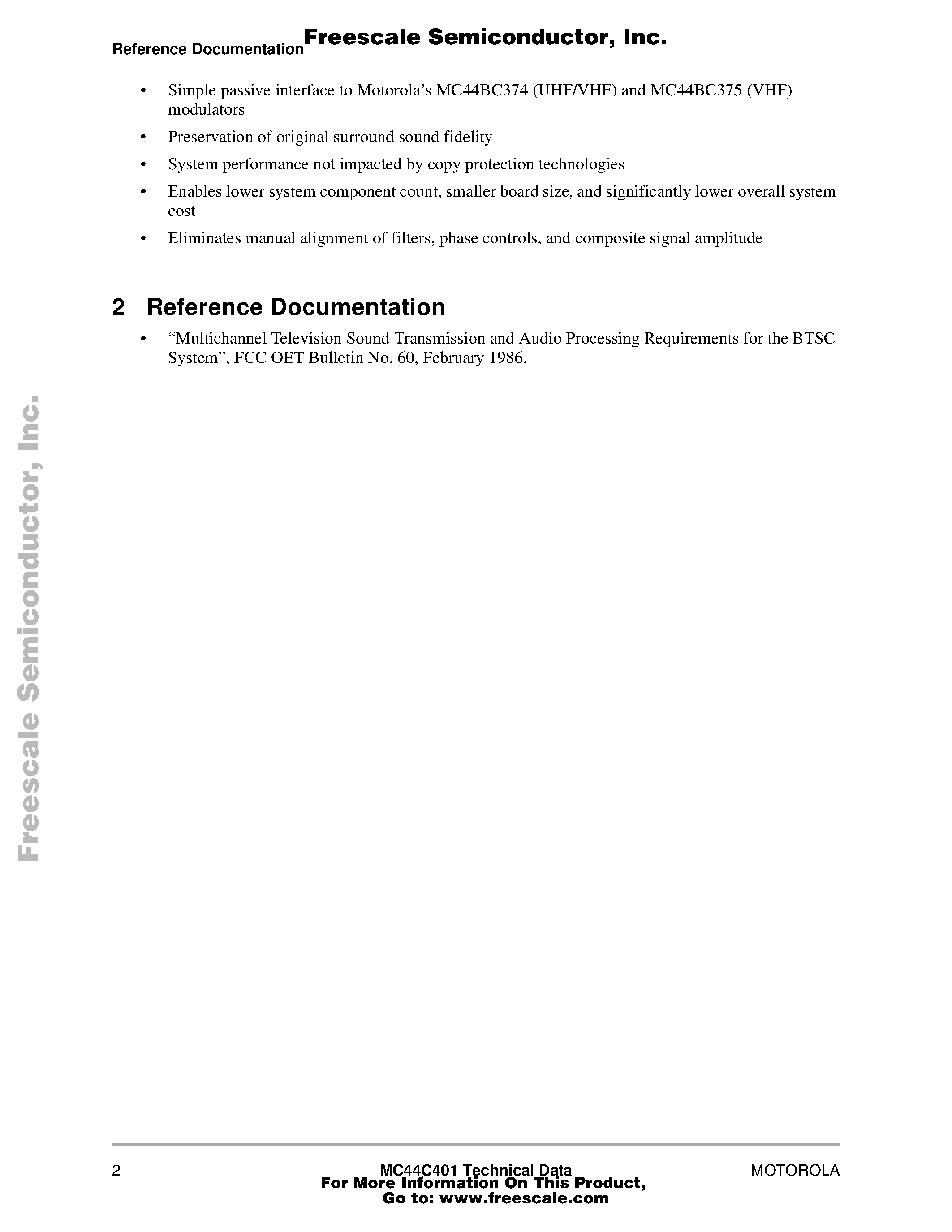 Datasheet MC44C401 - MTS Stereo Encoder page 2