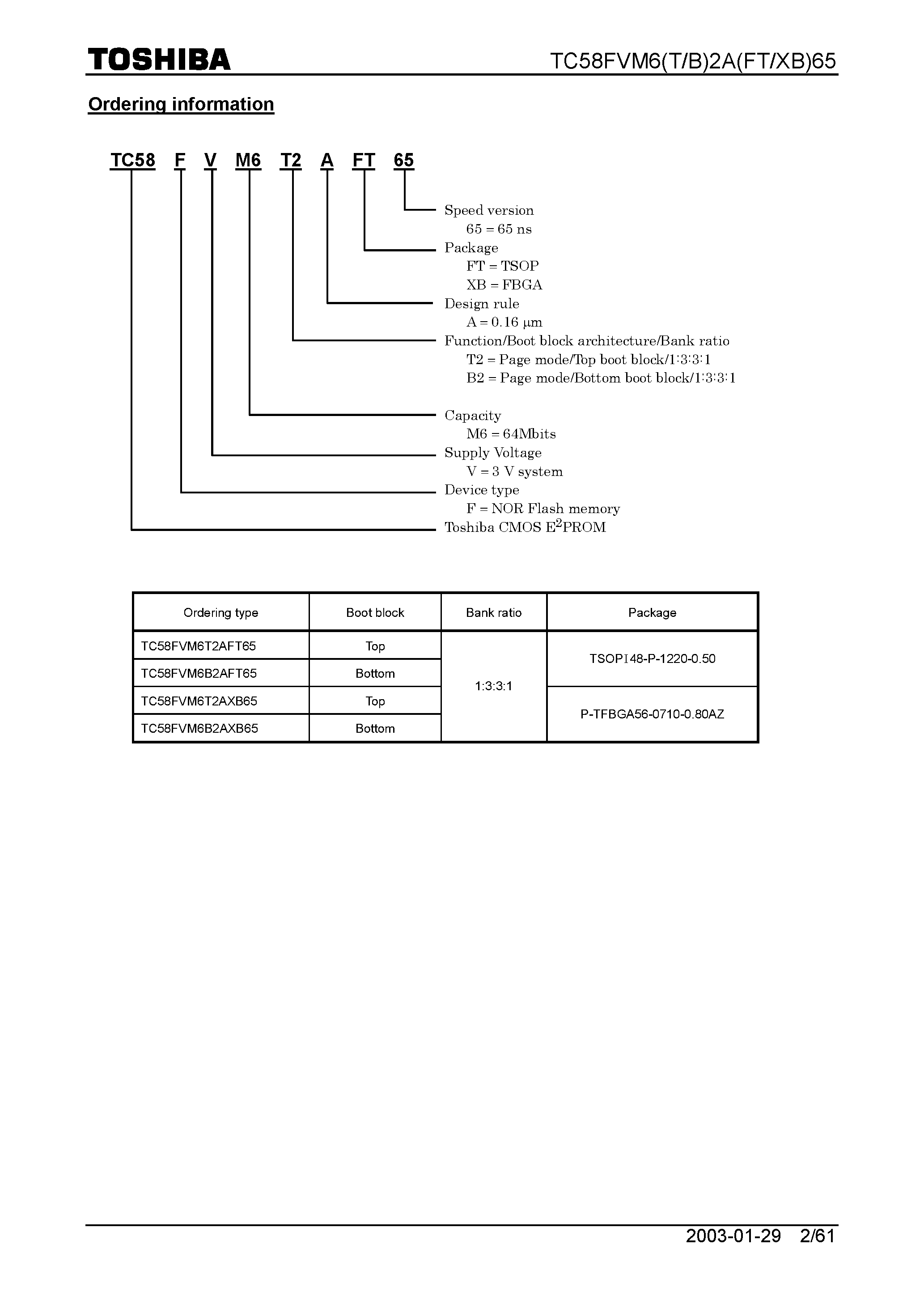 Datasheet TC58FVM62A - TOSHIBA MOS DIGITAL INTEGRATED CIRCUIT SILICON GATE CMOS page 2