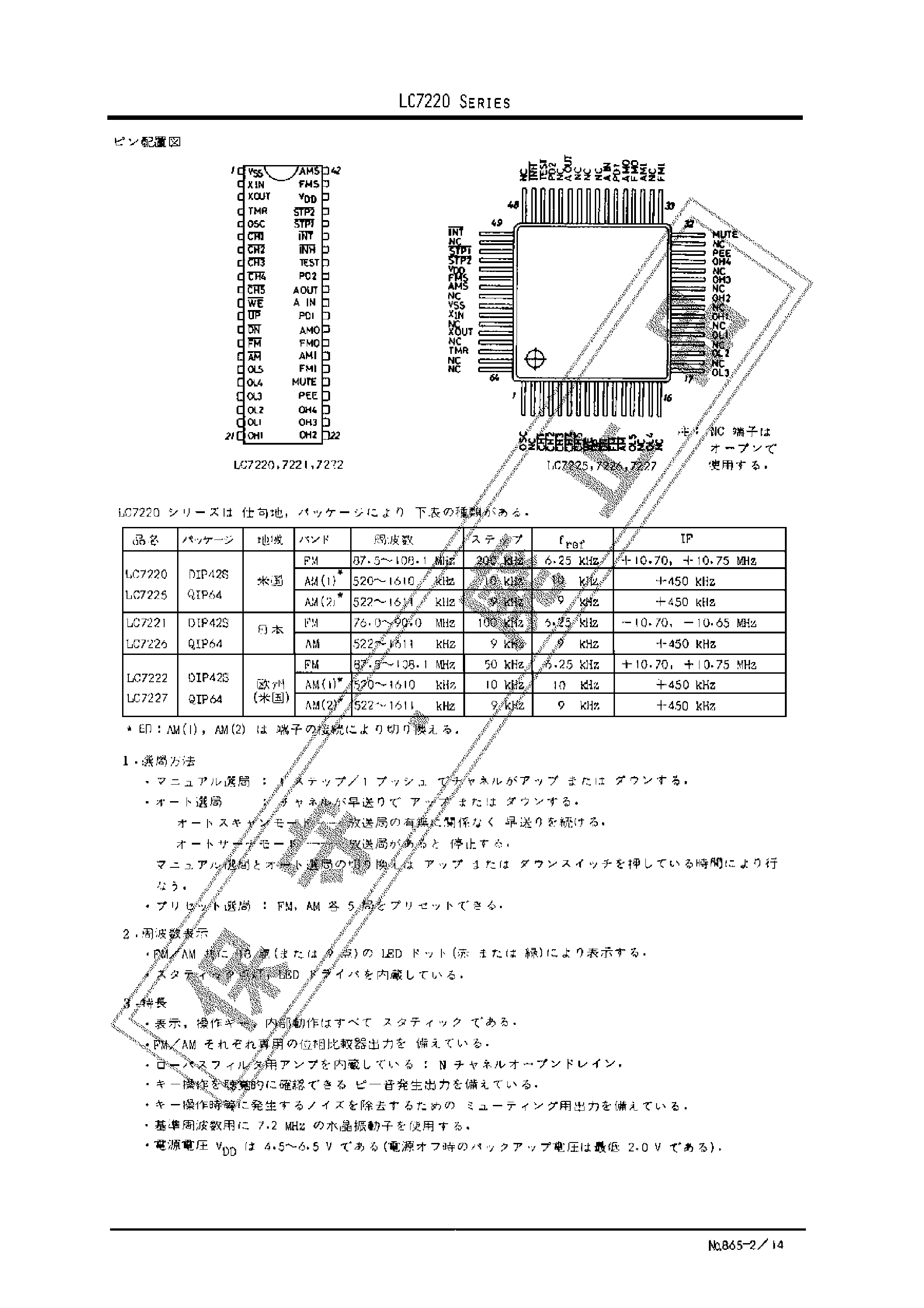 Datasheet LC7220 - FM / AM PLL page 2