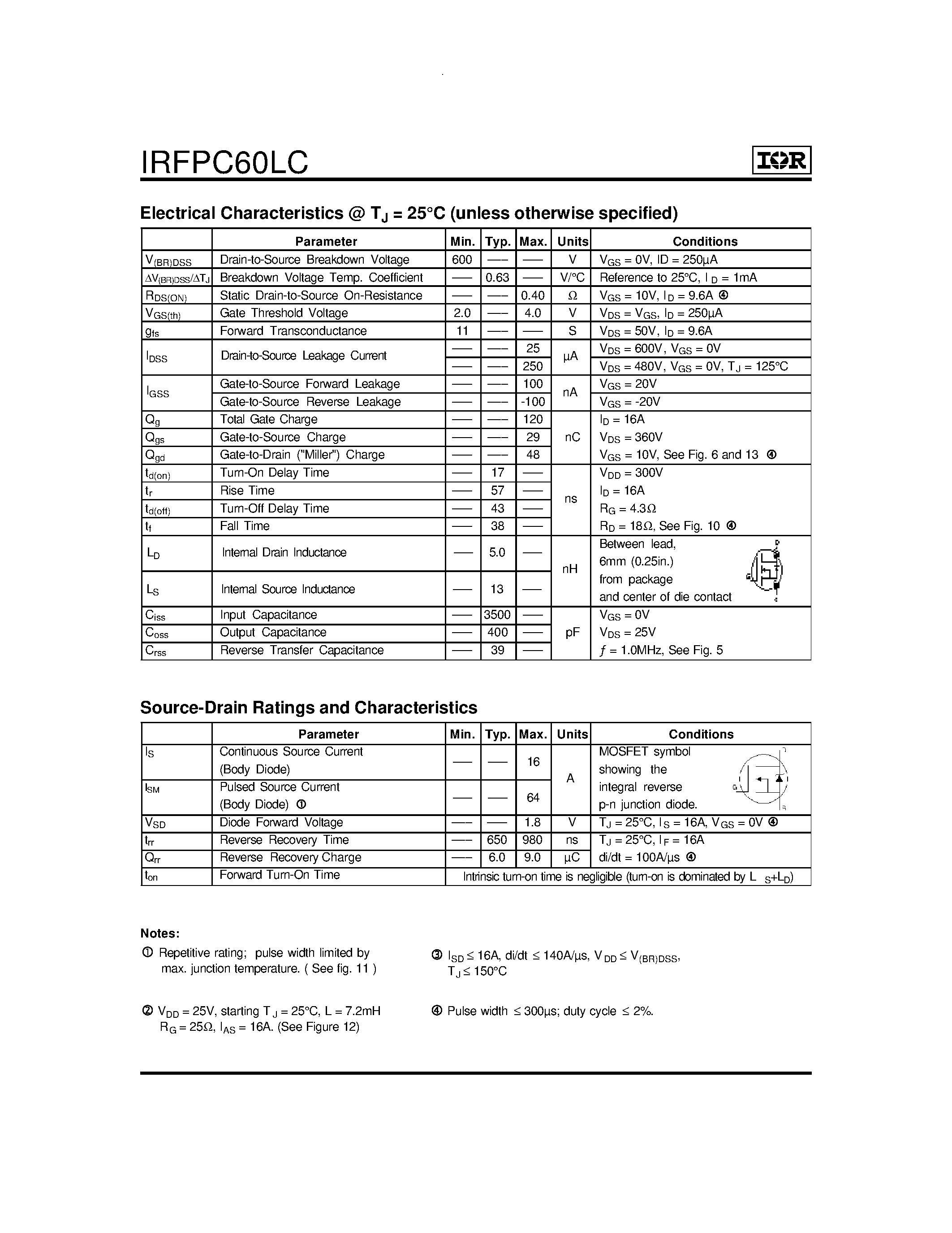 Datasheet IRFPC60LC - Power MOSFET page 2