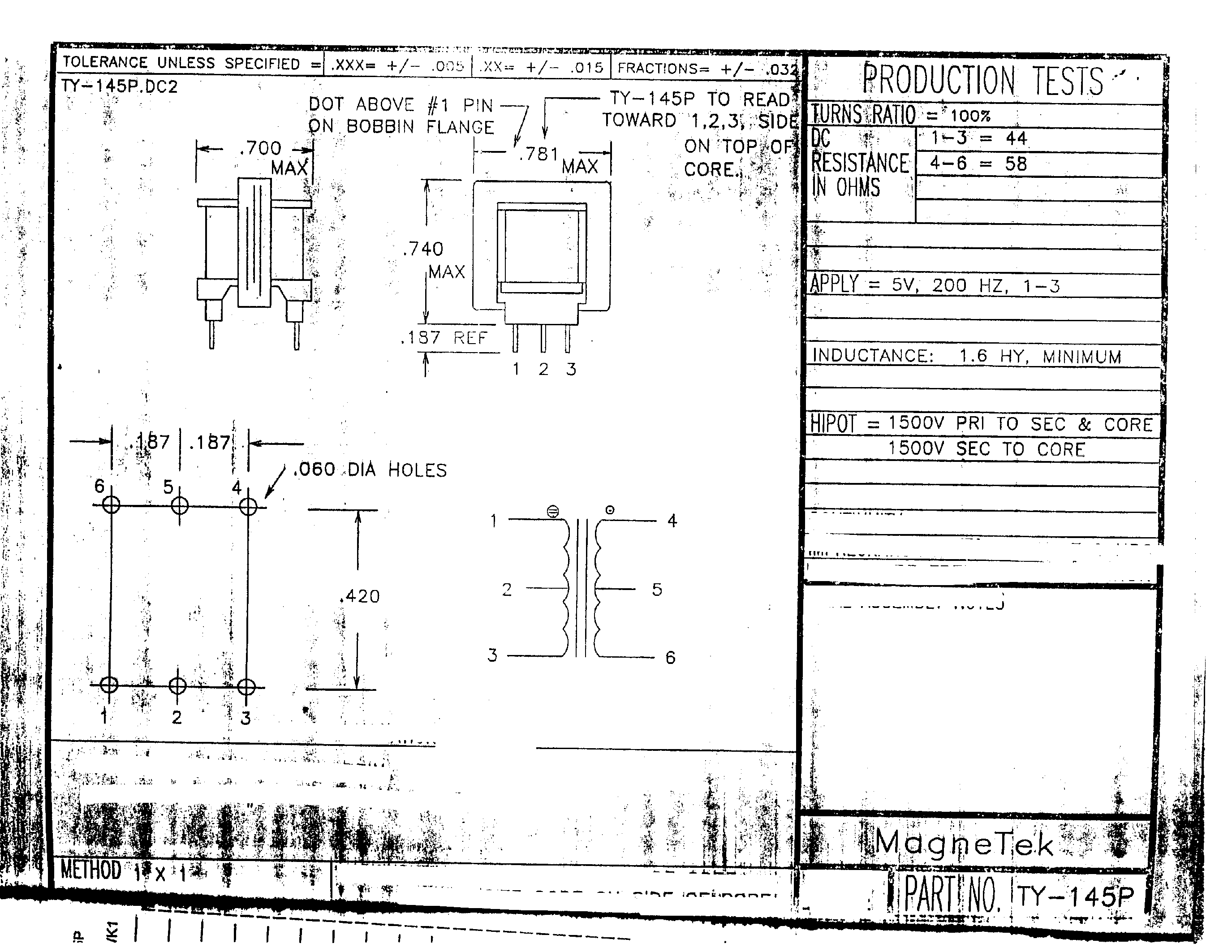 Даташит TY-145P - 5V / 200 HZ / 1-3 страница 1