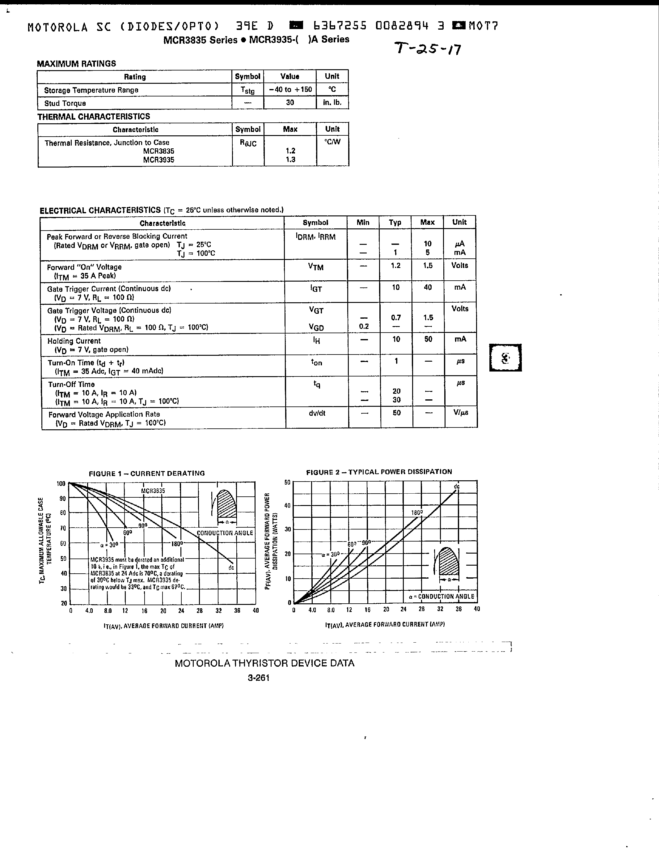 Datasheet MCR3835 - Silicon Controlled Rectifiers page 2