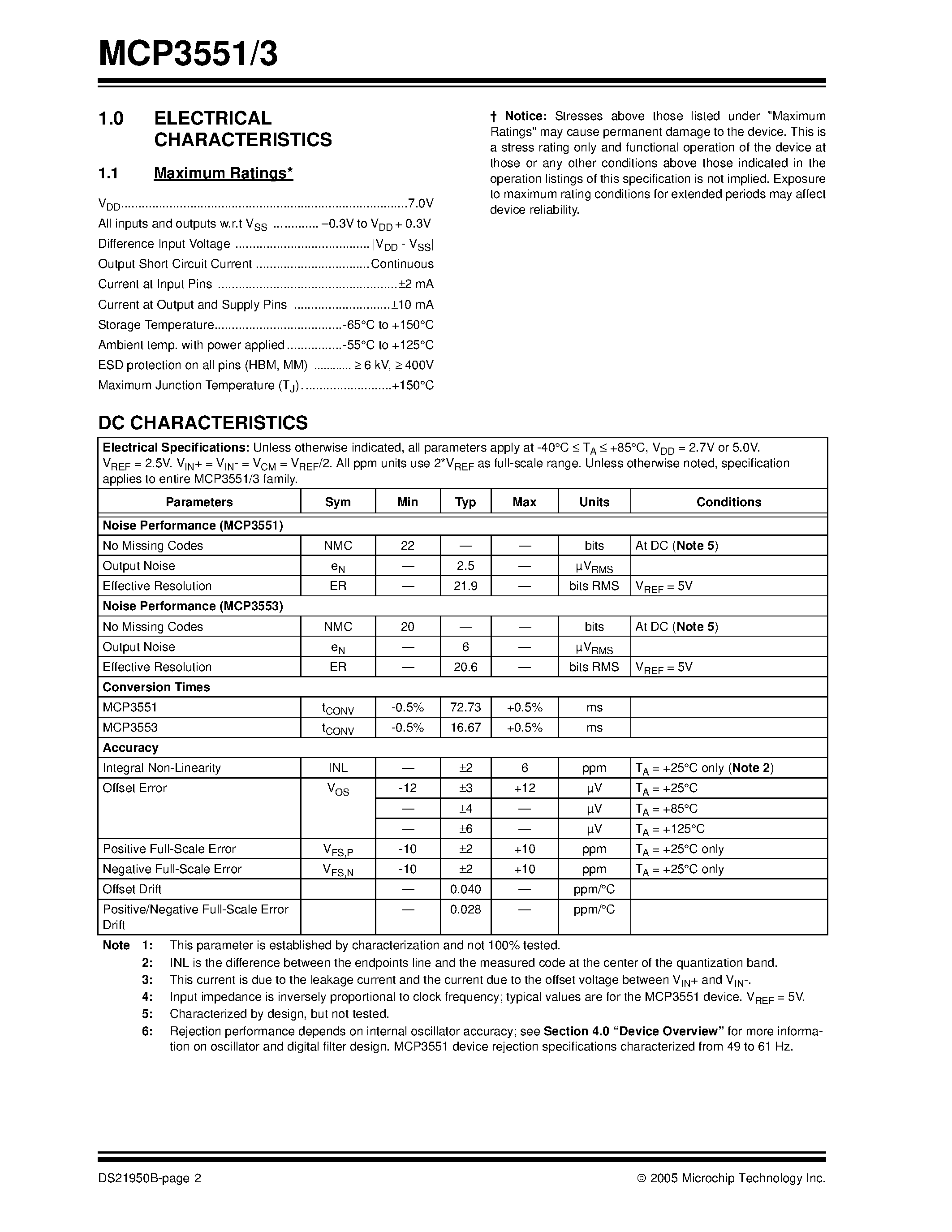 Datasheet MCP3551 - (MCP3551 / MCP3553) Low Power / Single-Channel 22-Bit Delta-Sigma ADCs page 2