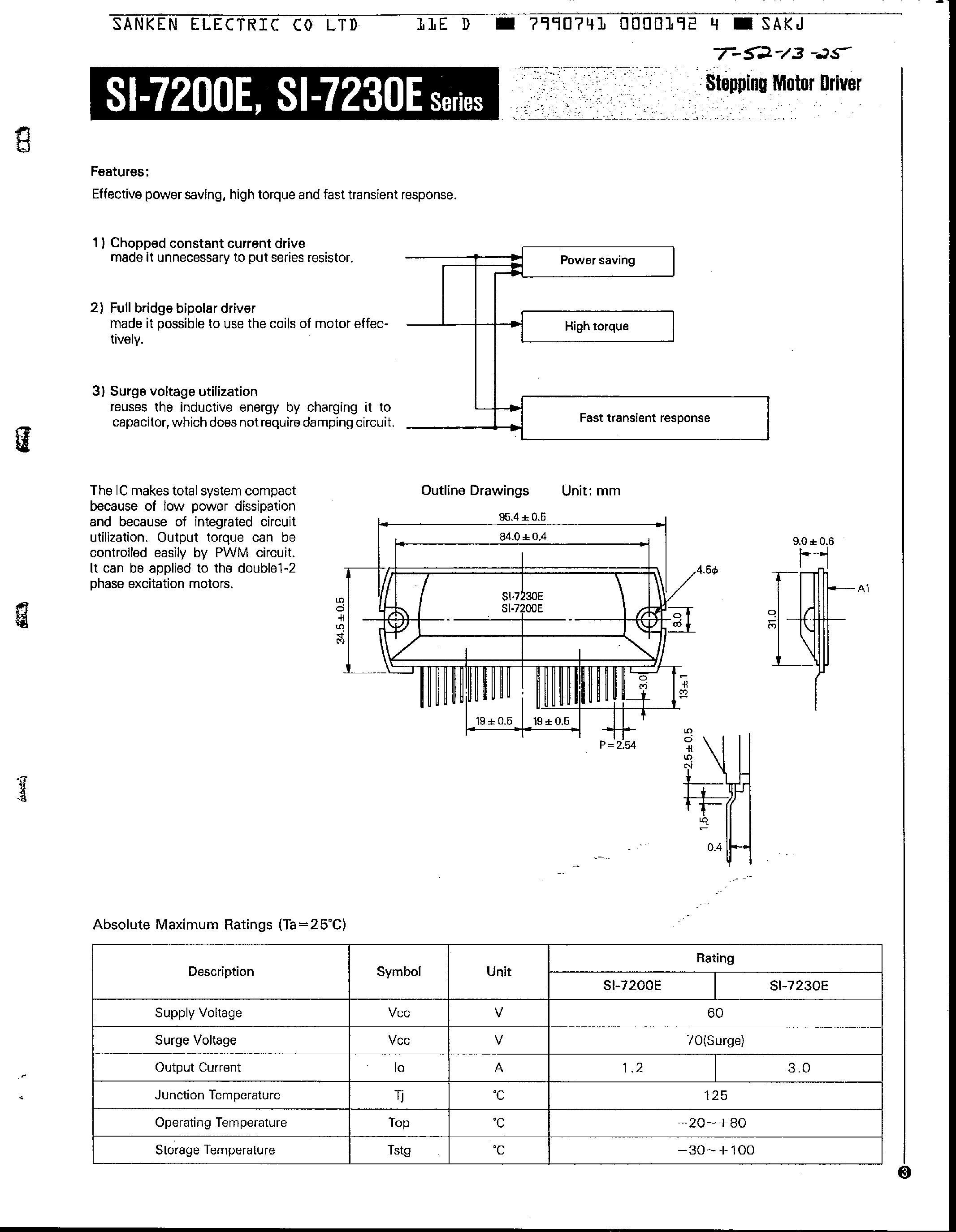 Даташит SI-7230E - STEPPING MOTOR DRIVER страница 1