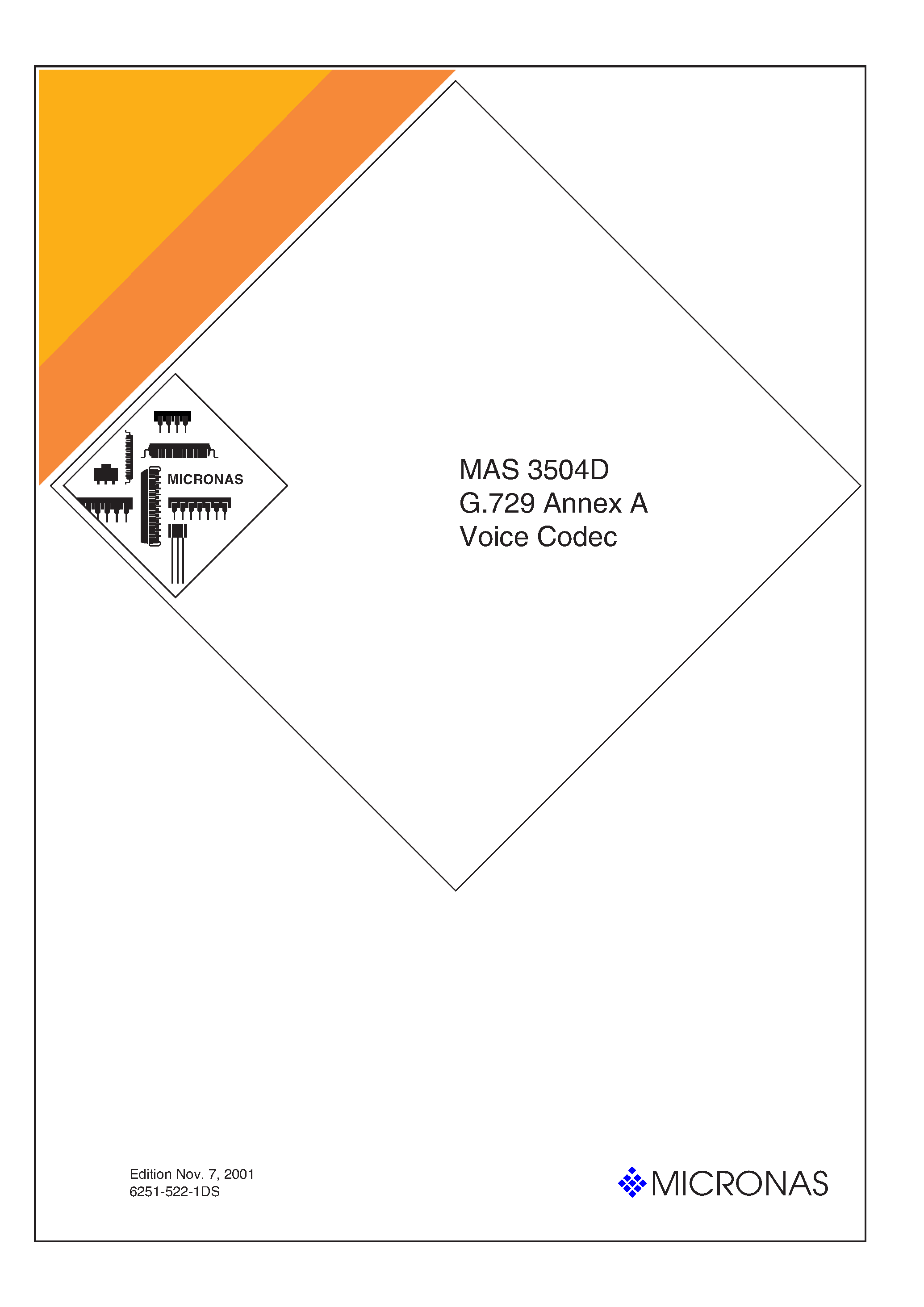 Datasheet MAS3504D - G.729 Annex a Voice Codec page 1