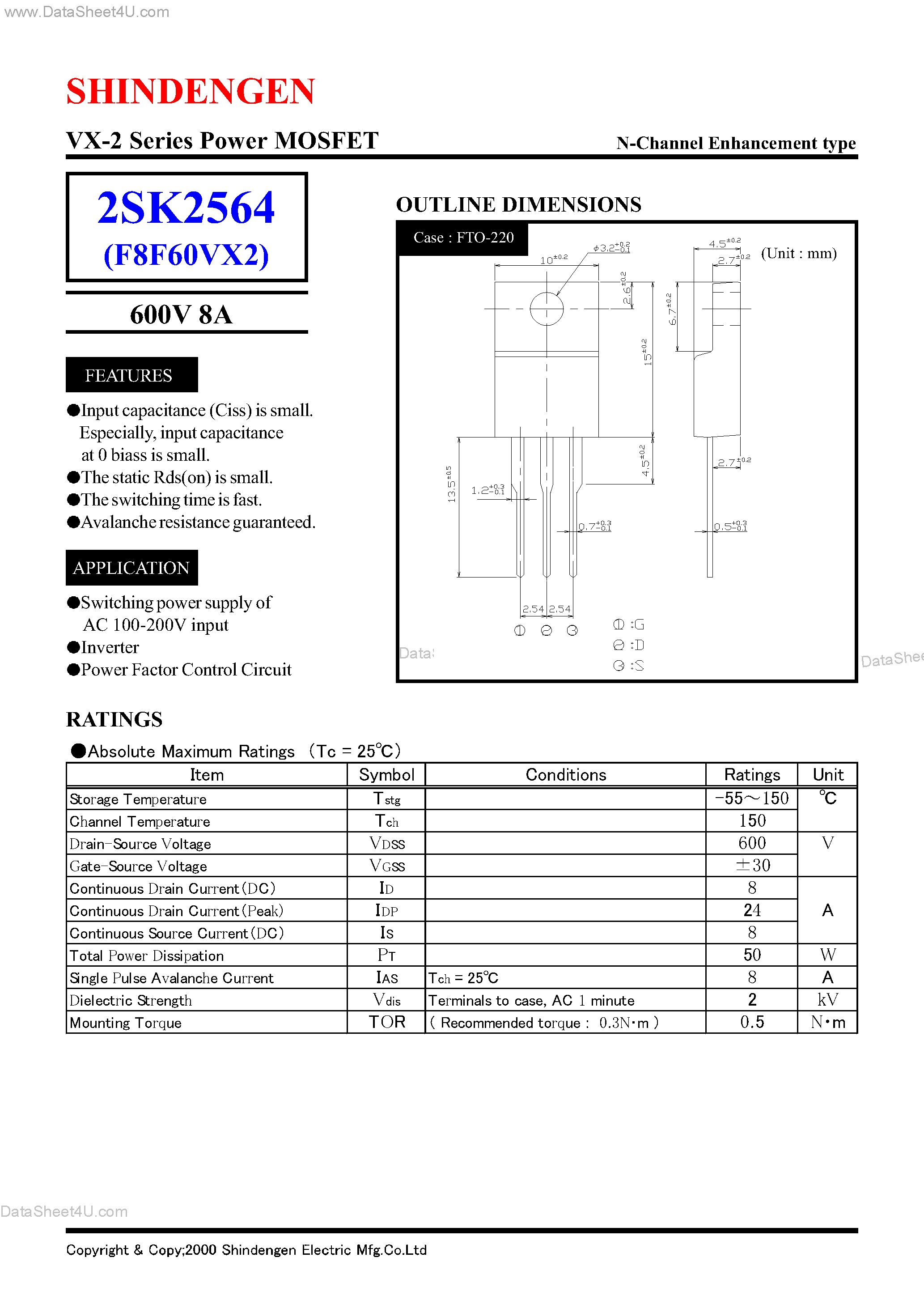 Datasheet K2564 - Search -----> 2SK2564 page 1