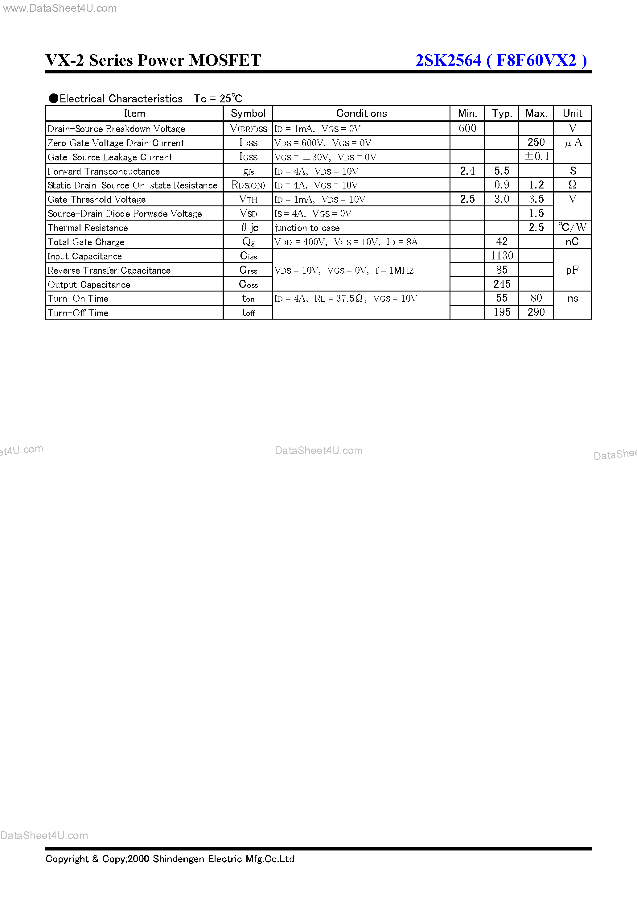 Datasheet K2564 - Search -----> 2SK2564 page 2