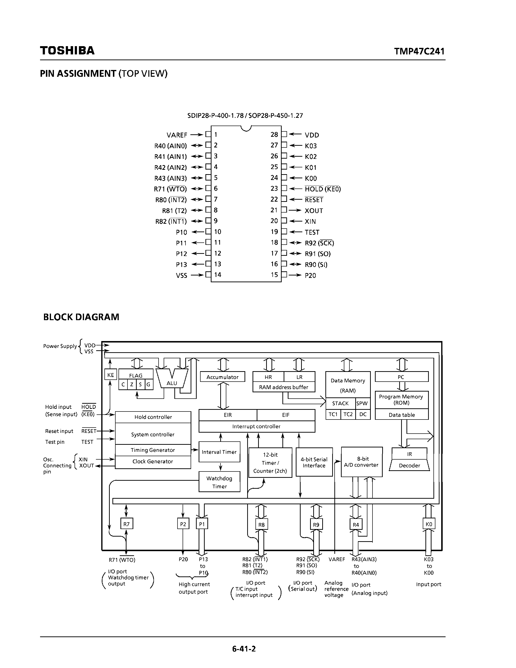 Datasheet TMP47C241M - CMOS 4-BIT MICROCONTROLLER page 2