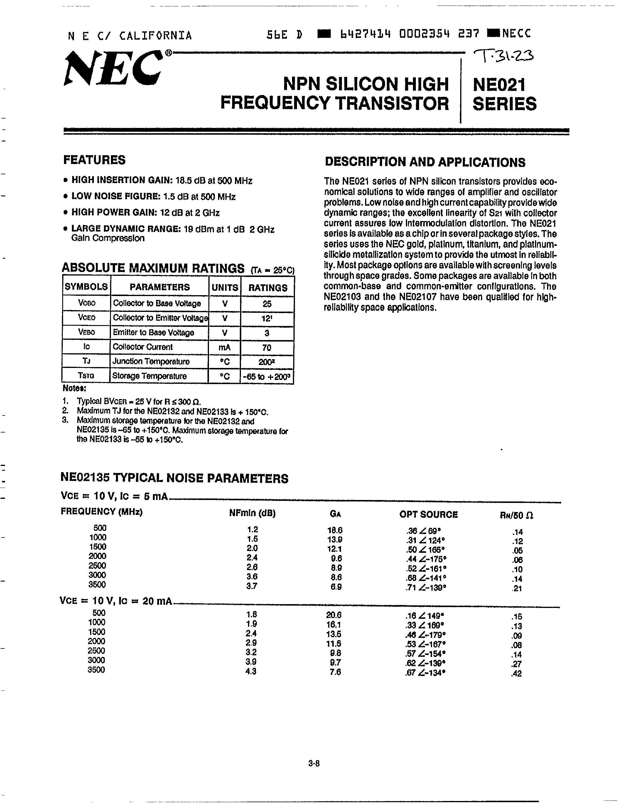 Даташит 2SC1988 - NPN SILICON HIGH FREQUNY TRANSISTOR страница 1