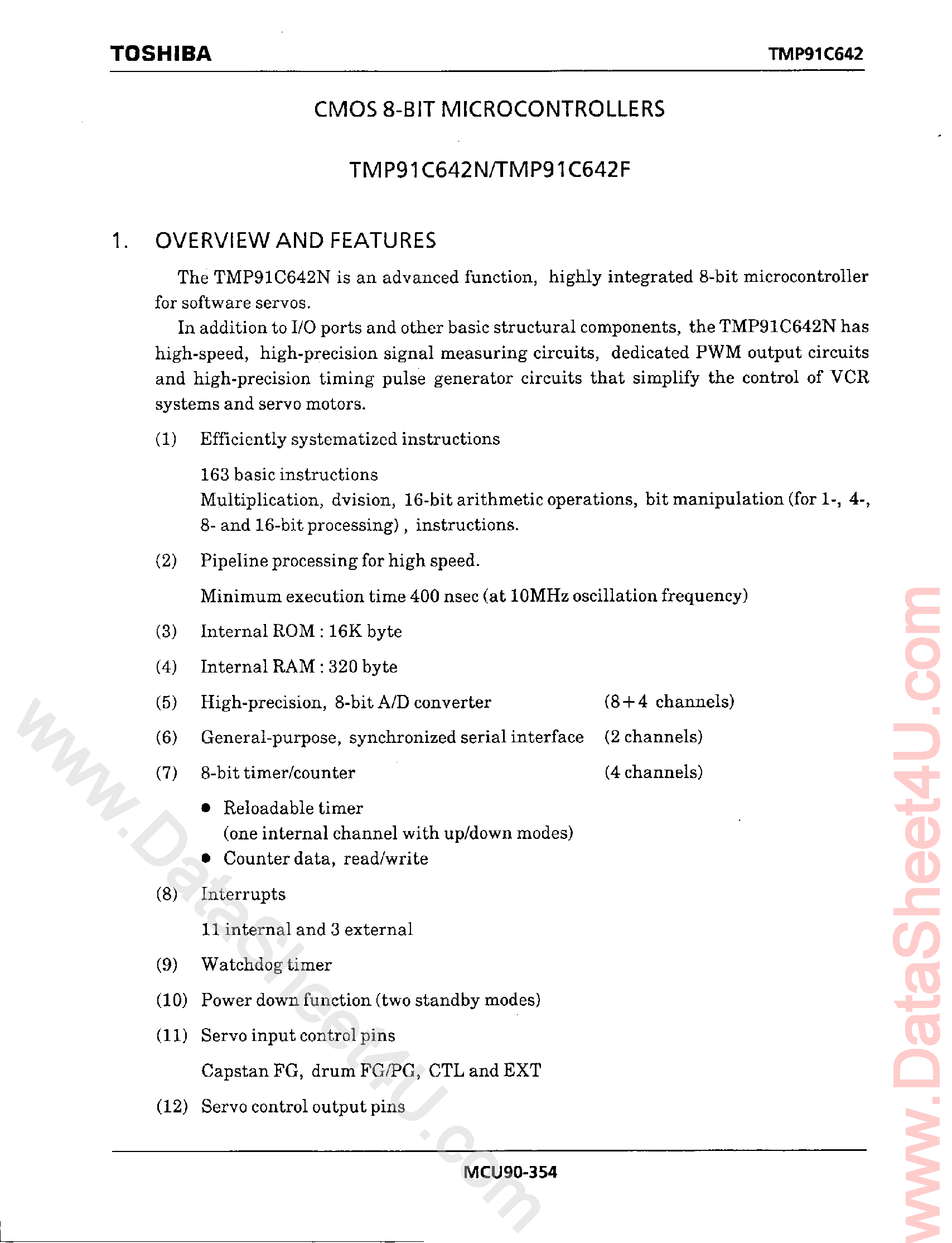 Даташит TMP91C642 - CMOS 8-Bit Microcontrollers страница 1