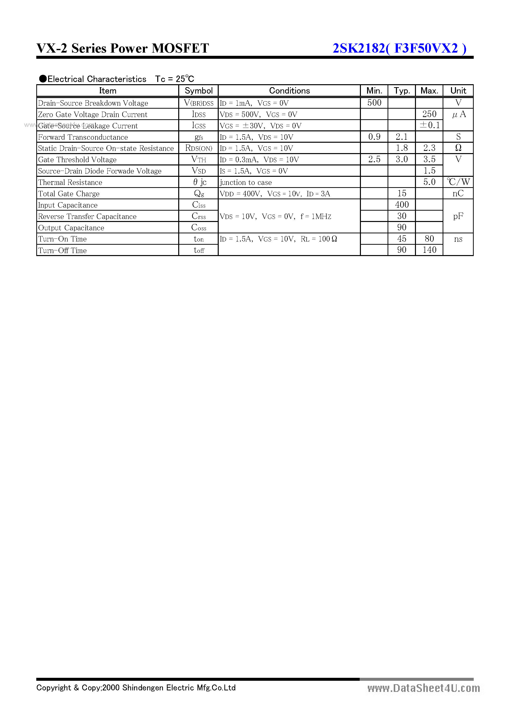 Datasheet K2182 - Search -----> 2SK2182 page 2