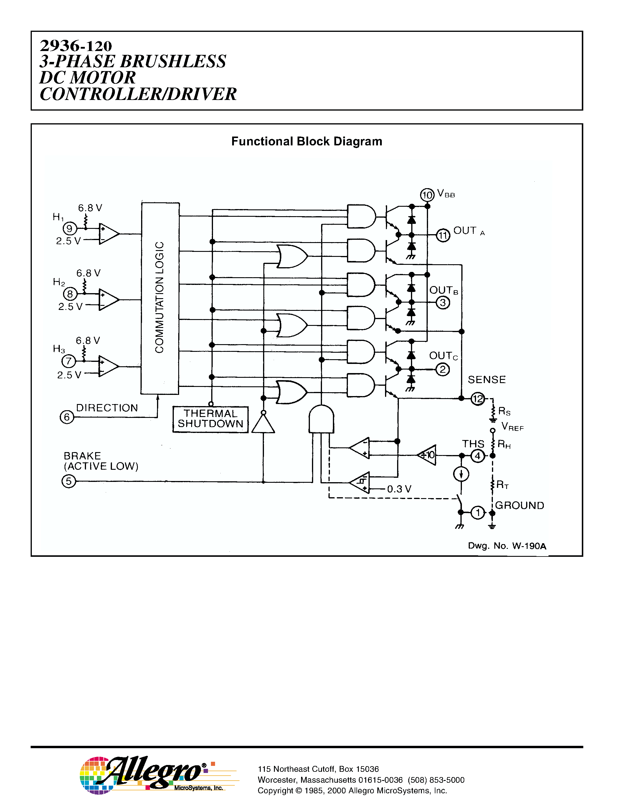 Даташит UDQ2936-120 - 3-PHASE BRUSHLESS DC MOTOR CONTROLLER/DRIVER страница 2