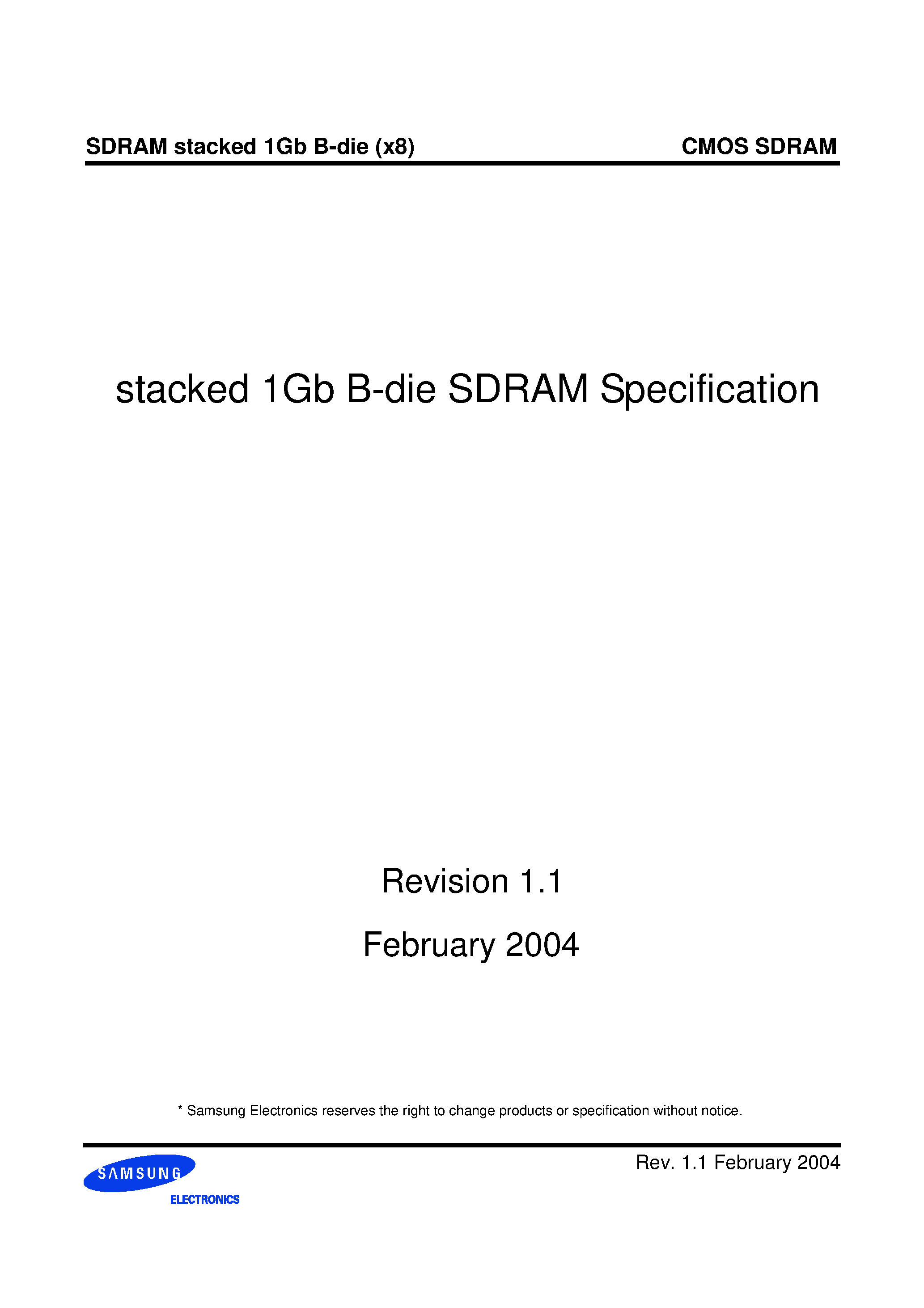 Datasheet K4S1G0732B-TC75 - SDRAM stacked 1Gb B-die page 1