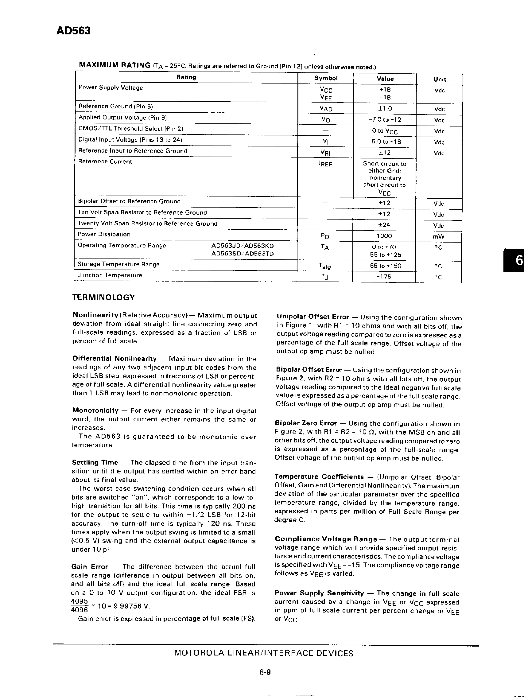 Datasheet AD563 - Laser Trimmed High Speed 12-Bit D/A Converter page 2