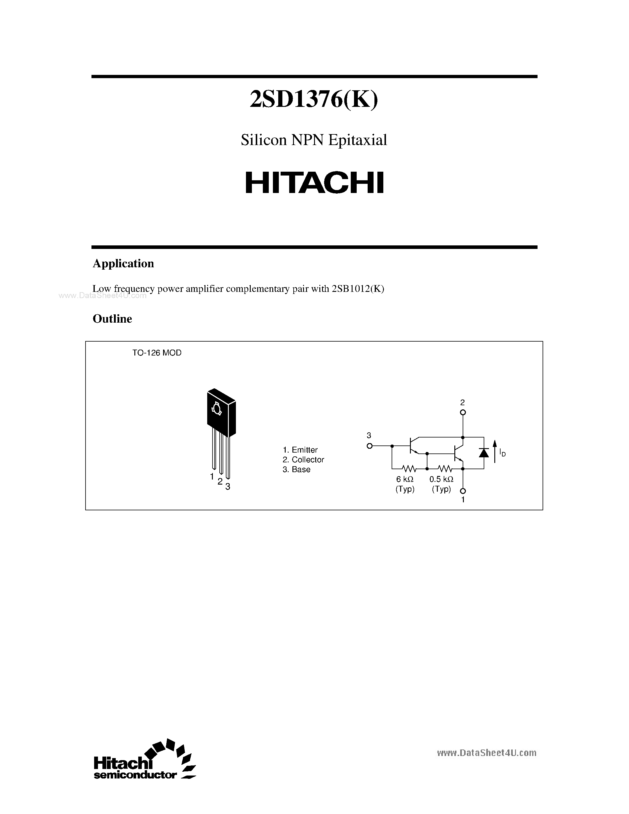 Даташит D1376 - Search -----> 2SD1376 страница 1