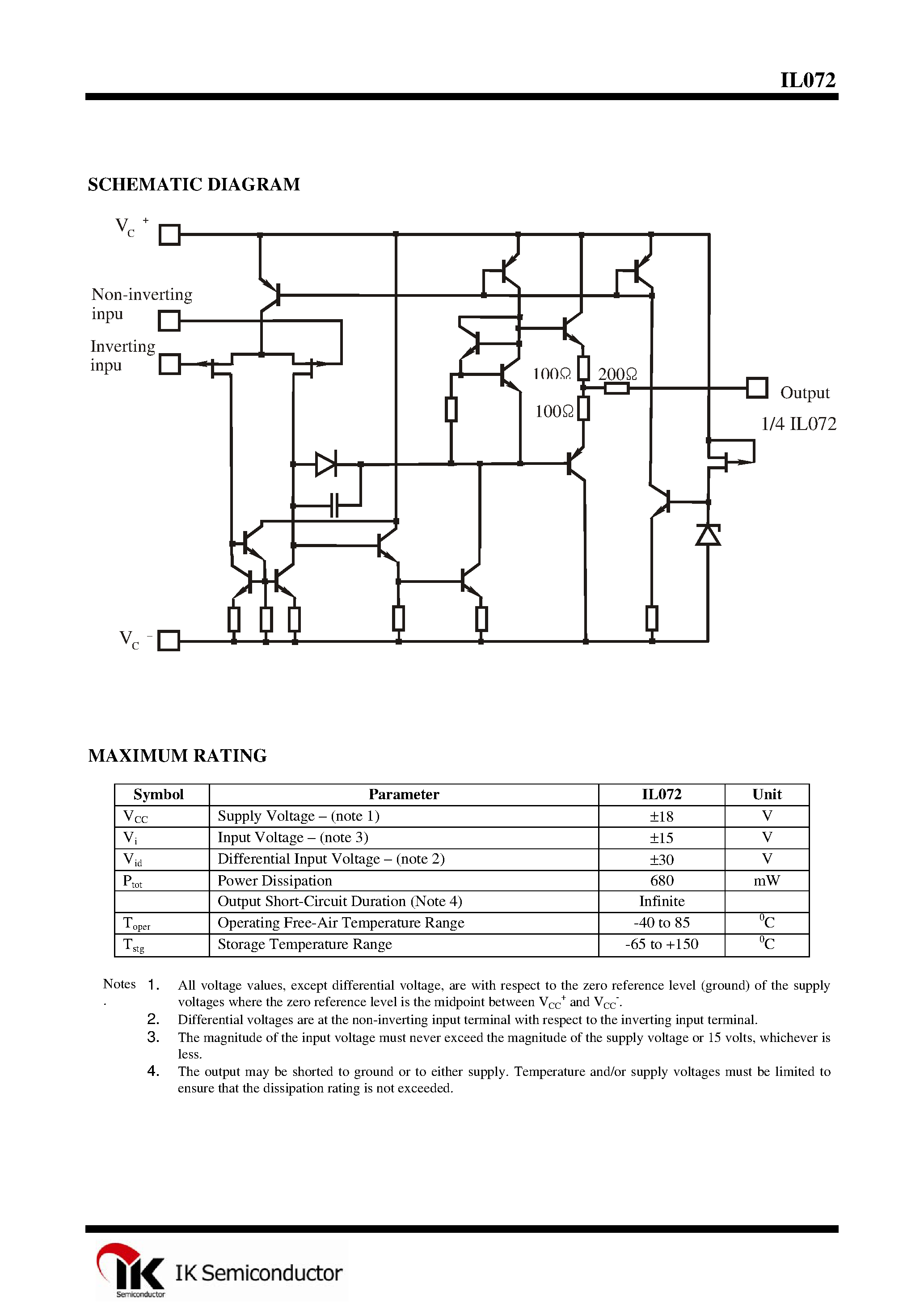 Даташит IL072 - Low Power J-FET DUAL OPERATIONAL AMPLIFIERS страница 2