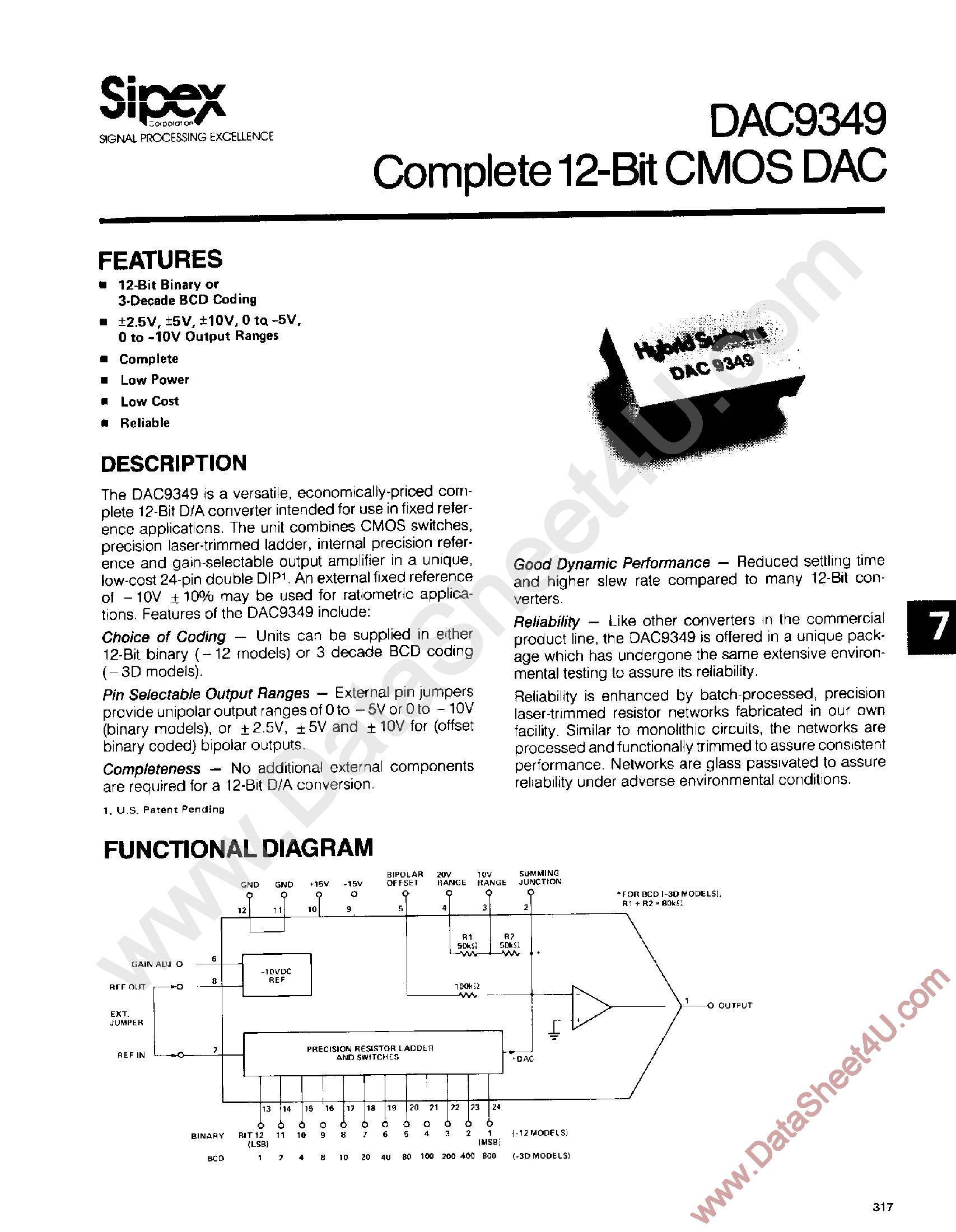 Datasheet DAC9349 - Complete 12-Bit CMOS DAC page 1