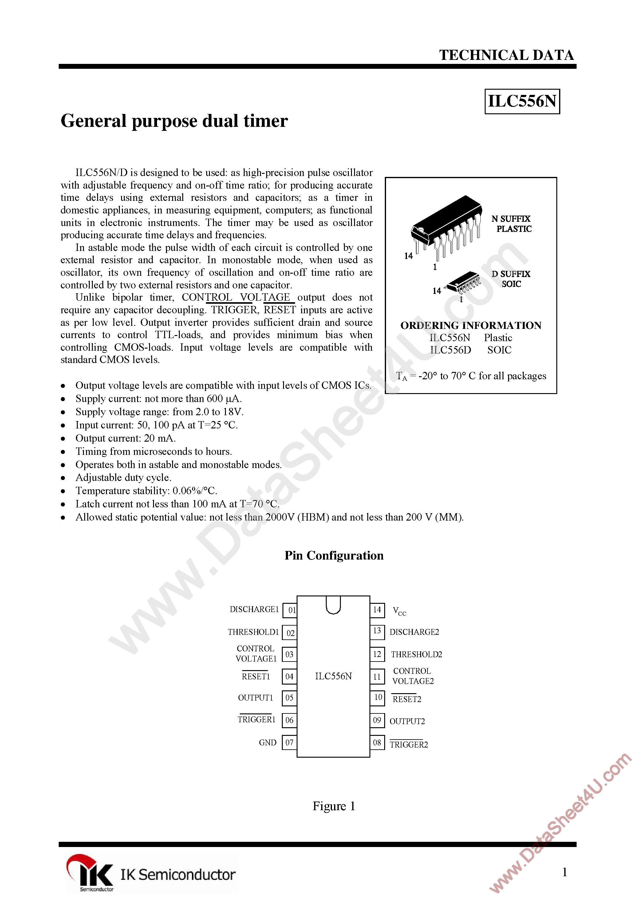 Даташит ILC556N - Dual Timer страница 1