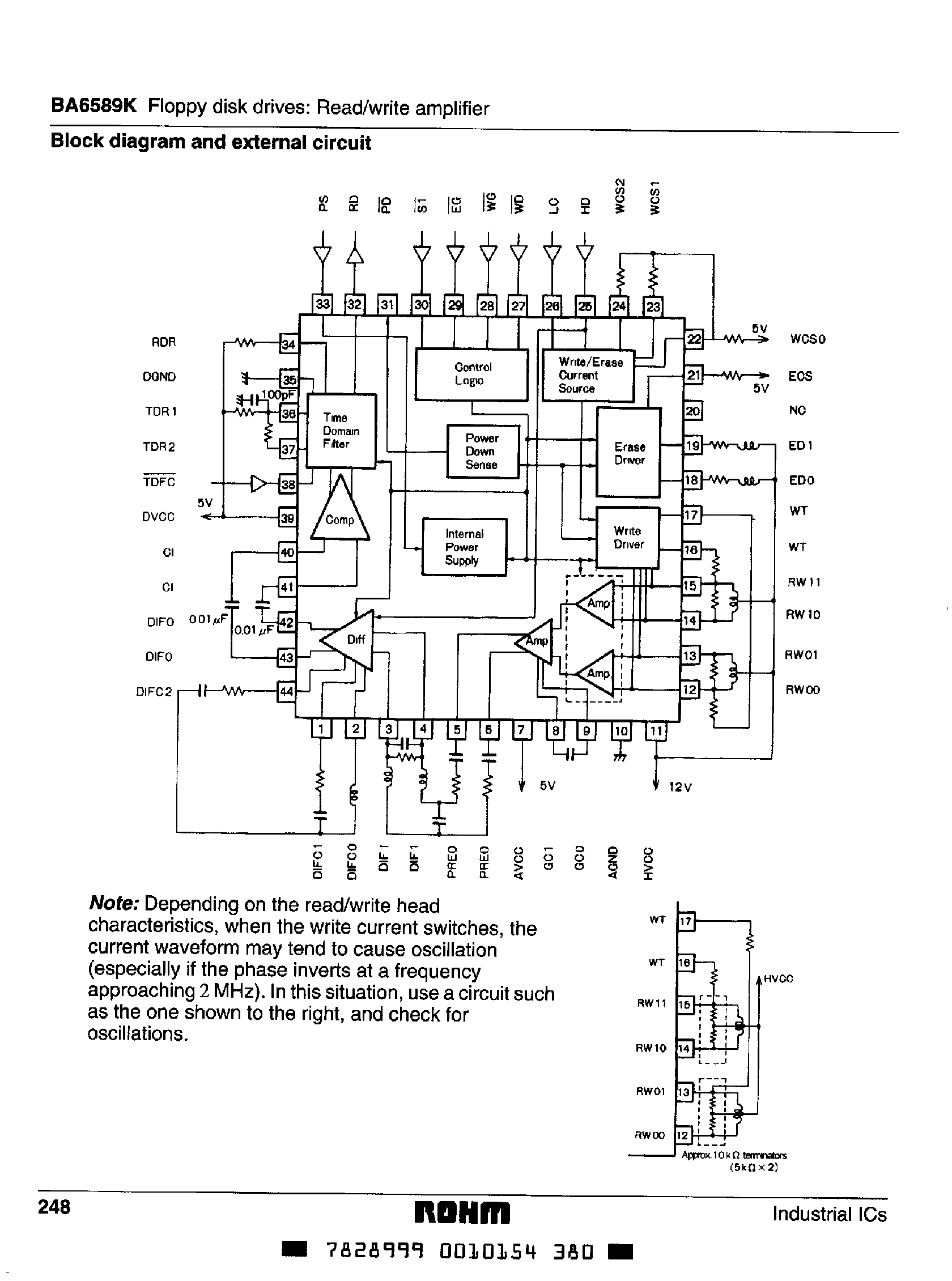 Datasheet BA6589K - Read/Write Amplifier for FDD page 2