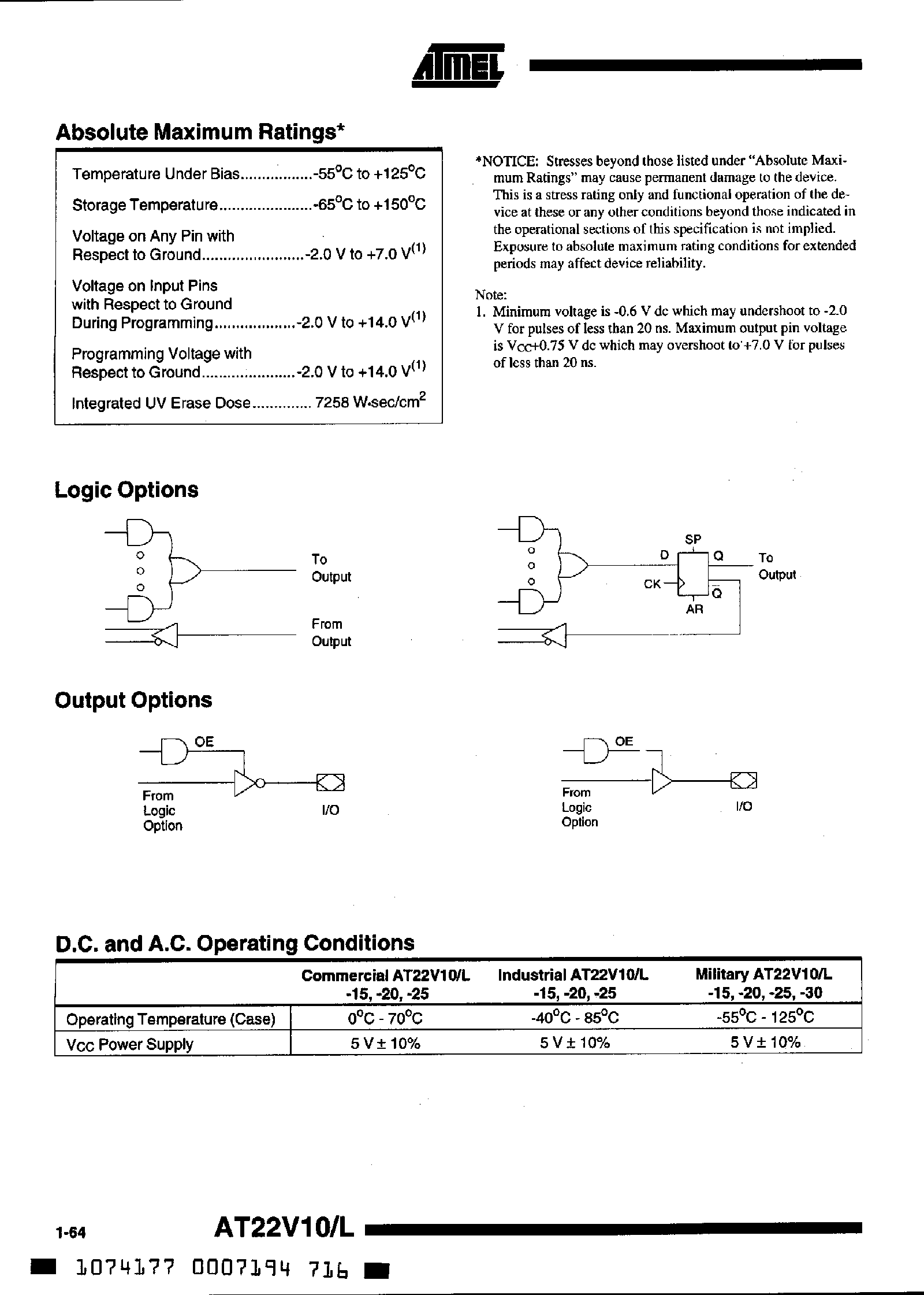 Datasheet AT22V10 - (AT22V10/L) High Speed UV Erasable Programmable Logic Device page 2