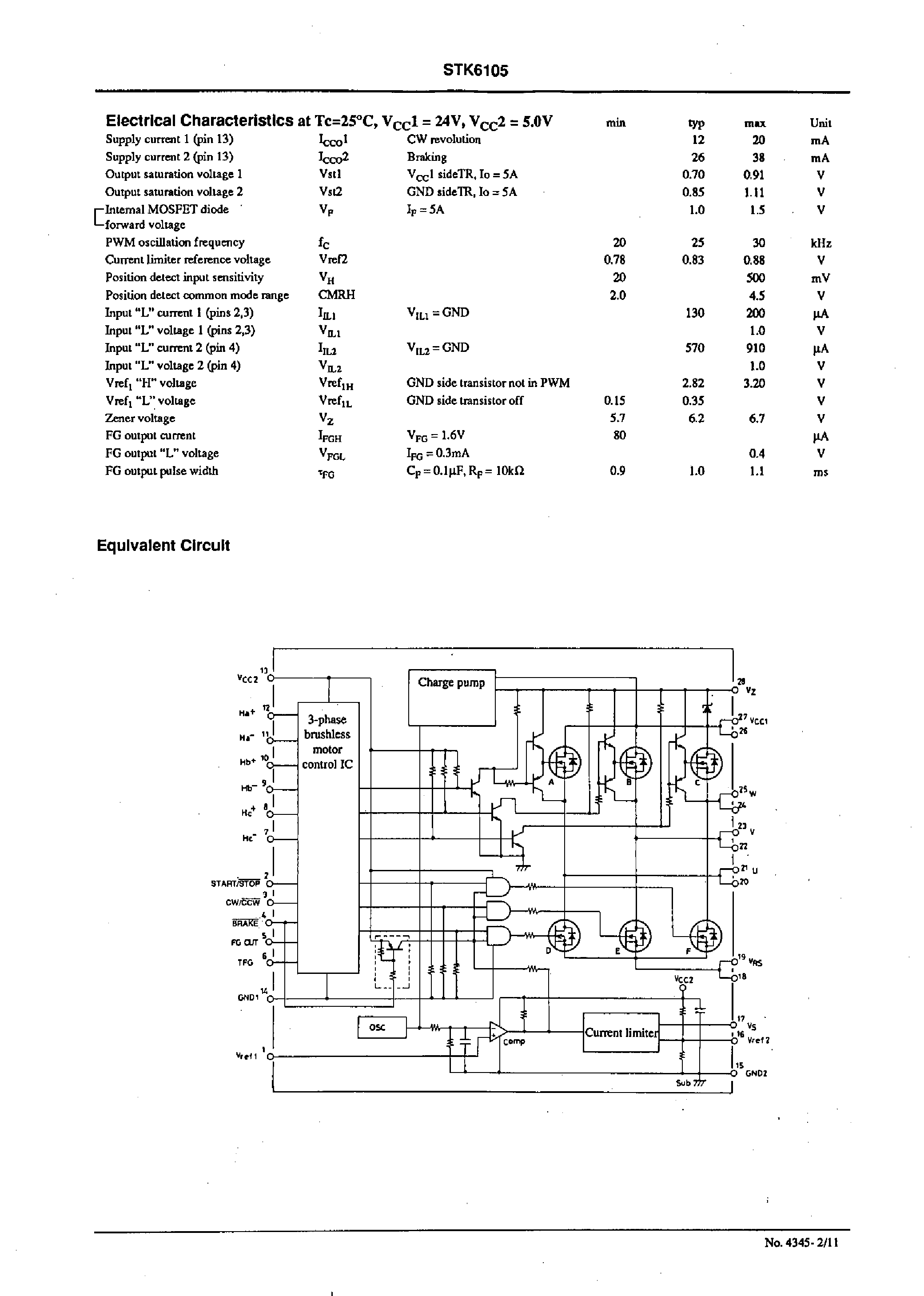 Datasheet STK6105 - DC 3-phase Brushless Motor Driver (Output Current 5A) page 2