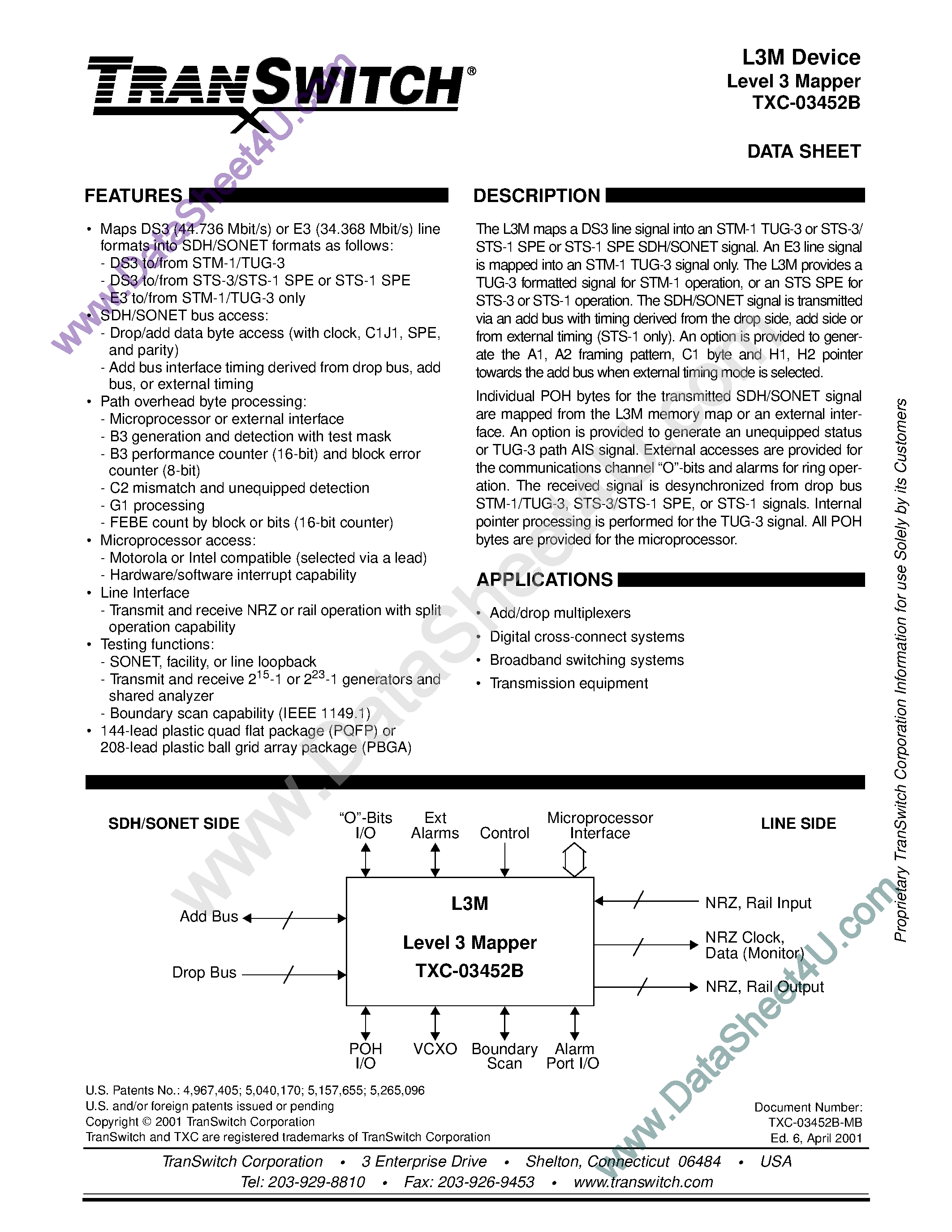 Даташит TXC-03452B - L3M Device Level 3 Mapper страница 1