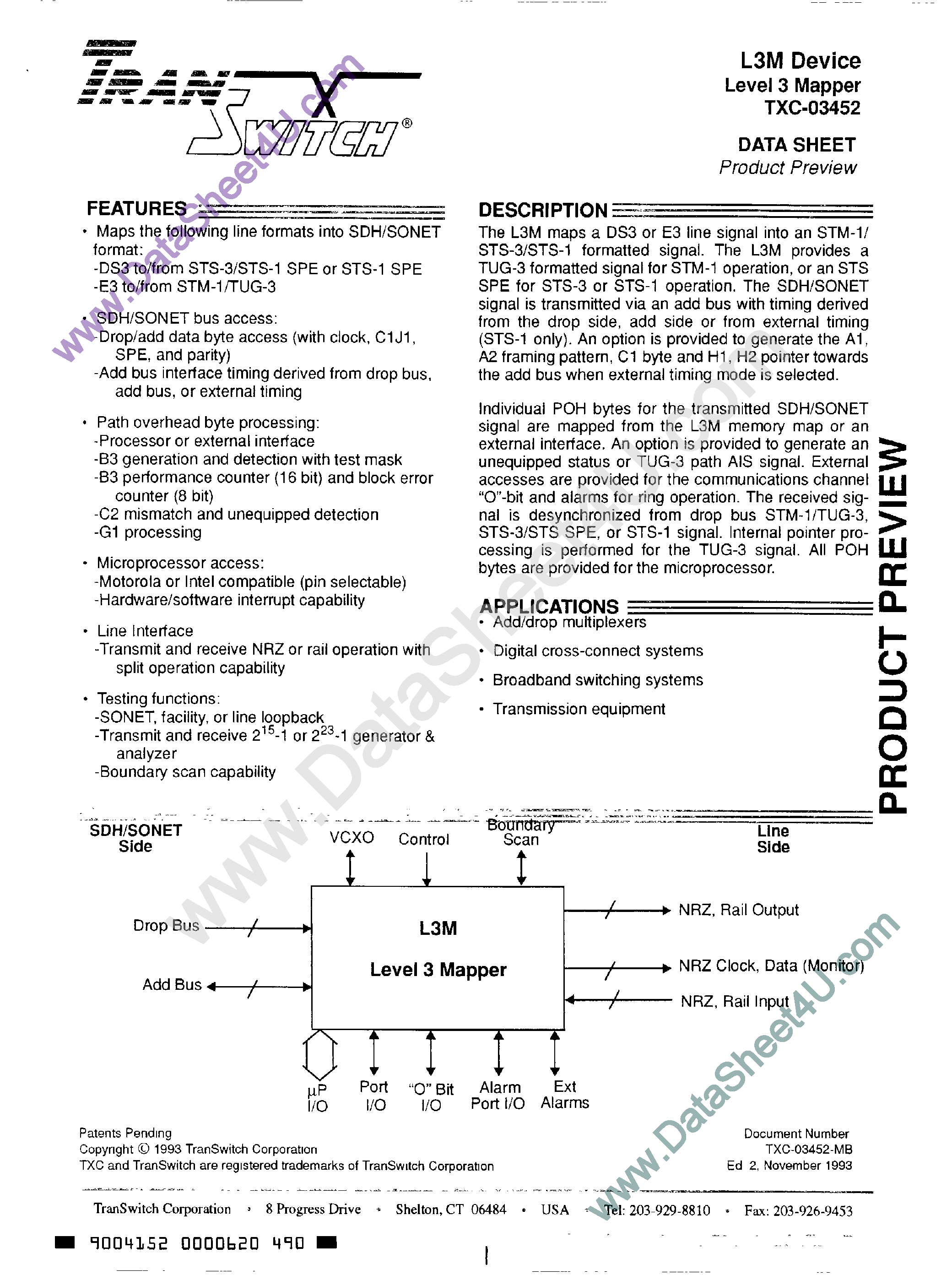 Даташит TXC-03452 - L3M Device Level 3 Mapper страница 1