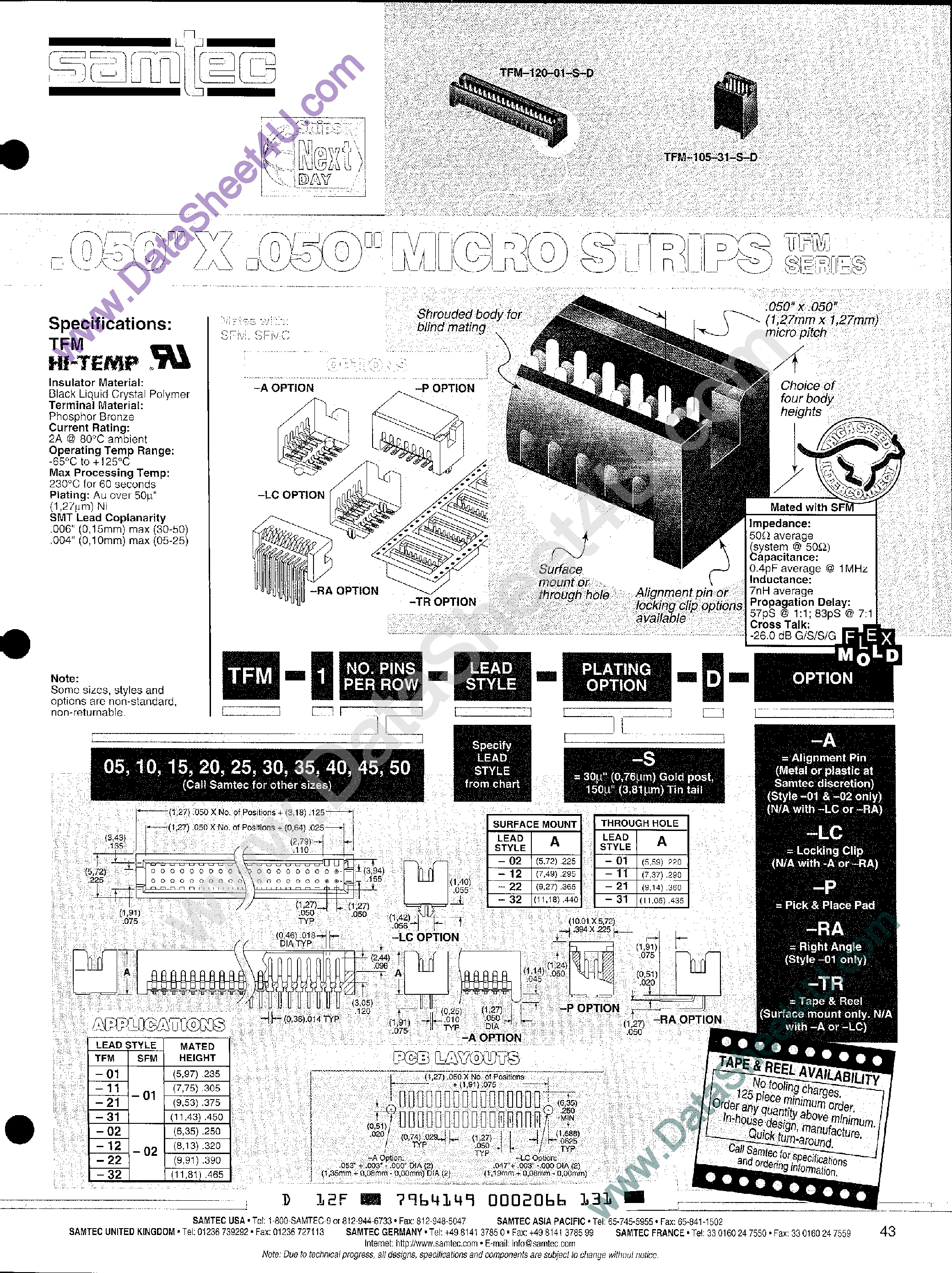 Datasheet TFM-105-xx - HEADER CONNECTOR page 1