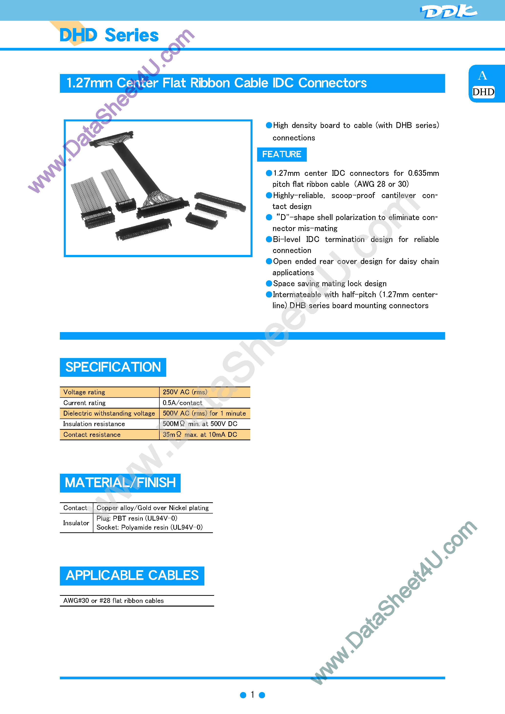 Datasheet FRC-Exxx - (FRC-E Series) PCB Connectors page 1