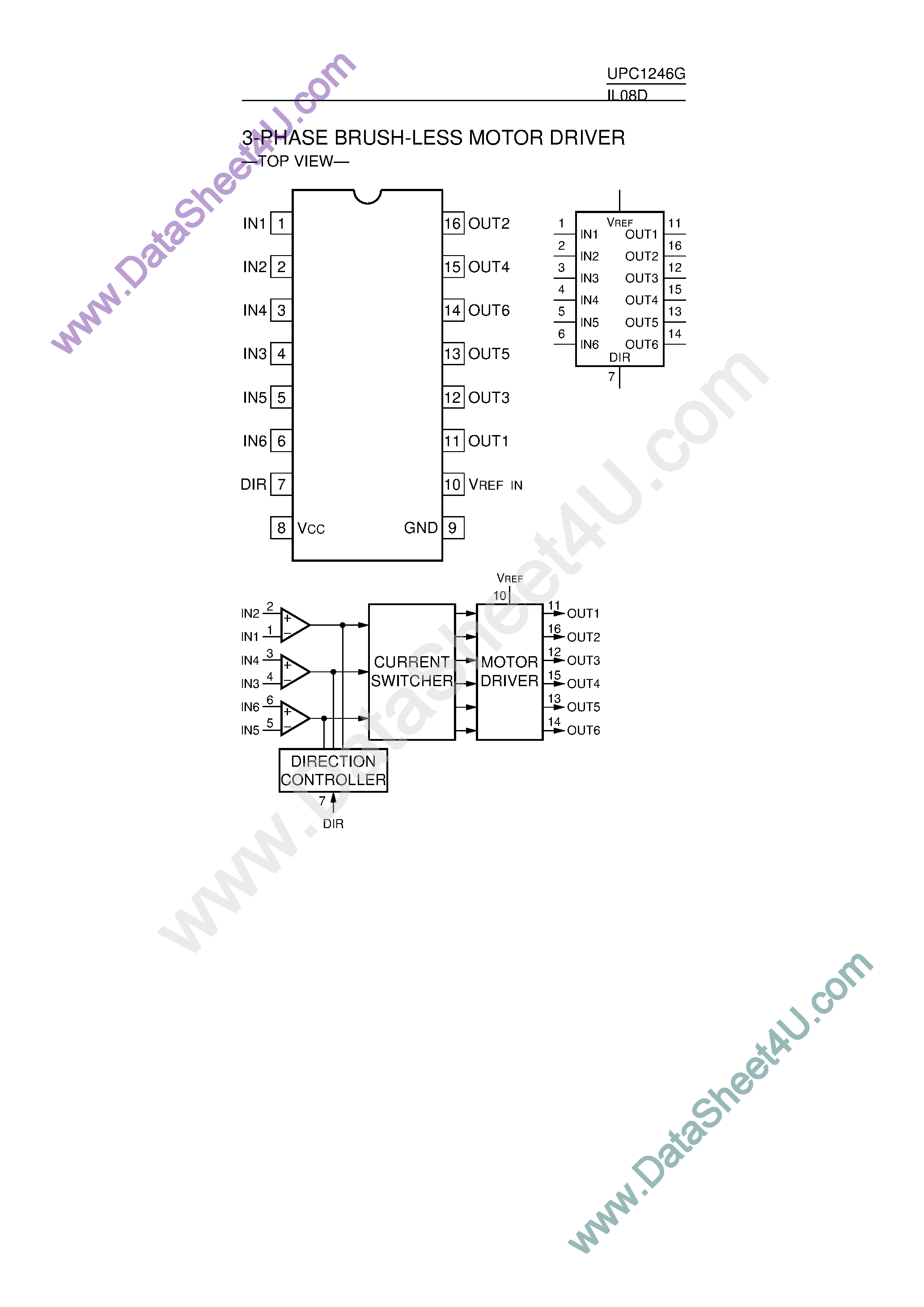 Даташит UPC1246G - 3-Phase Brush-Less Motor Driver страница 1