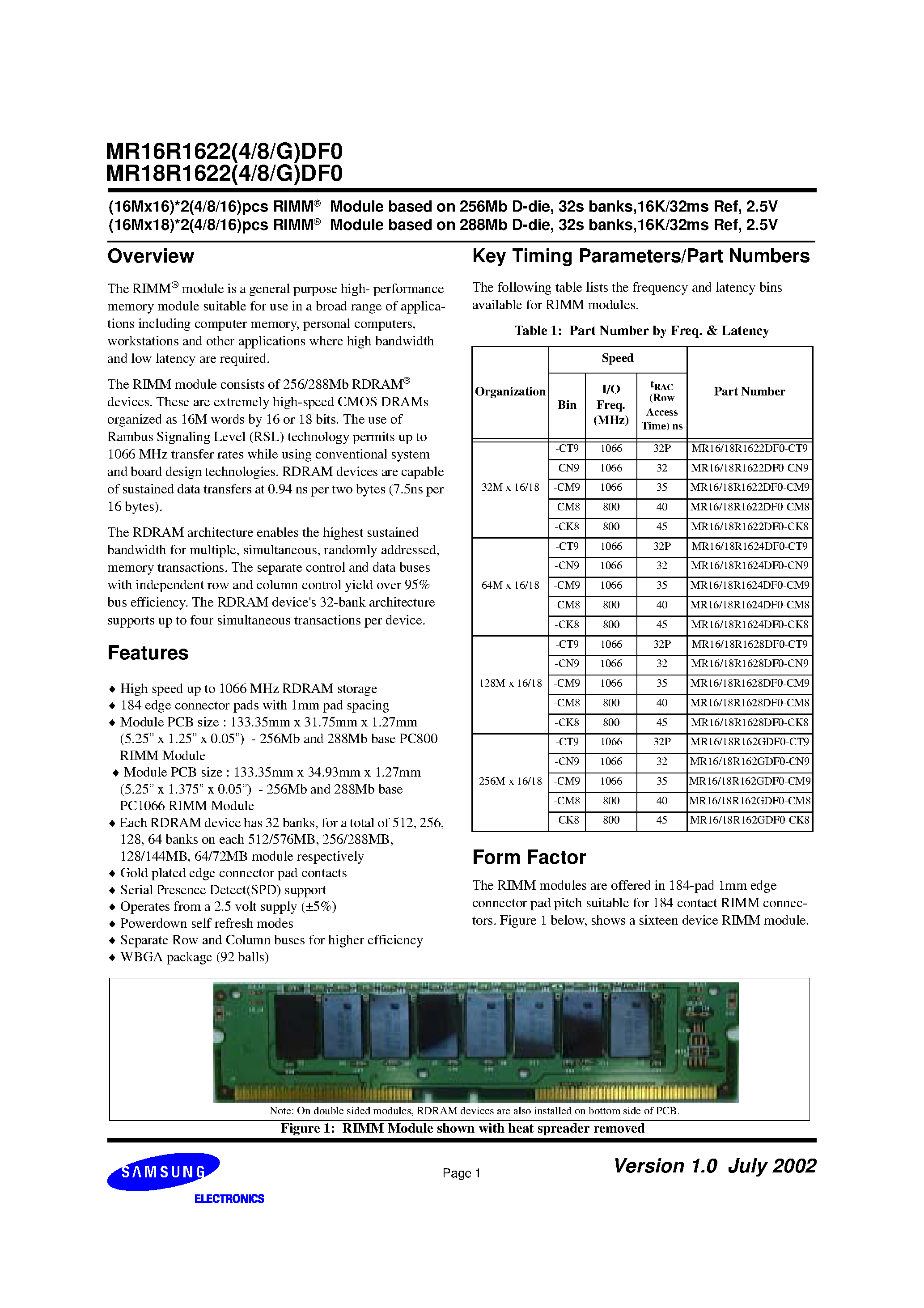 Datasheet MR16R1624DF0 - (MR1xR1622(4/8/G)DF0) Key Timing Parameters page 2