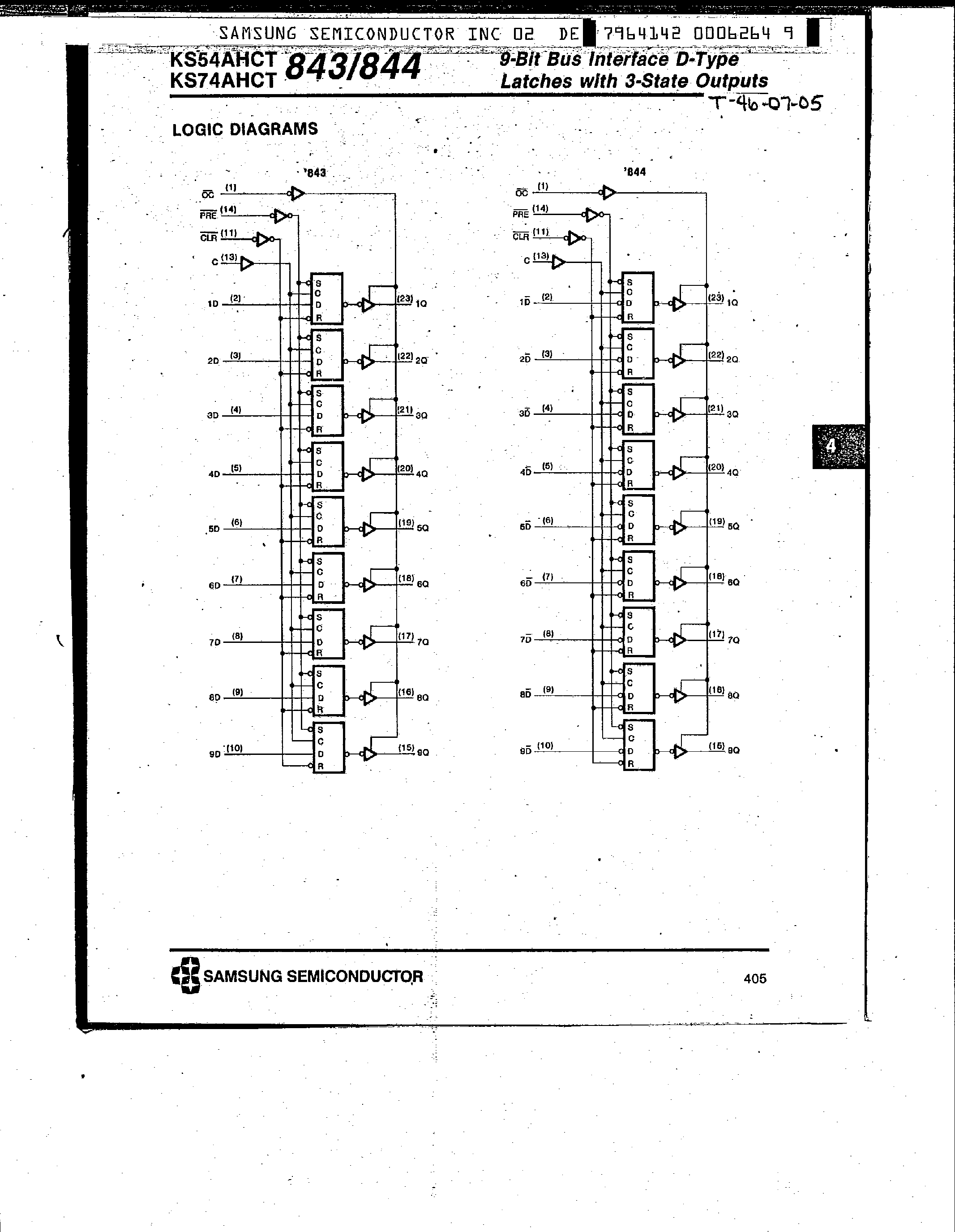 Даташит KS74AHCT843 - (KS74AHCT843 / KS74AHCT844) 9-Bit Bus Interface D-Type Latches страница 2