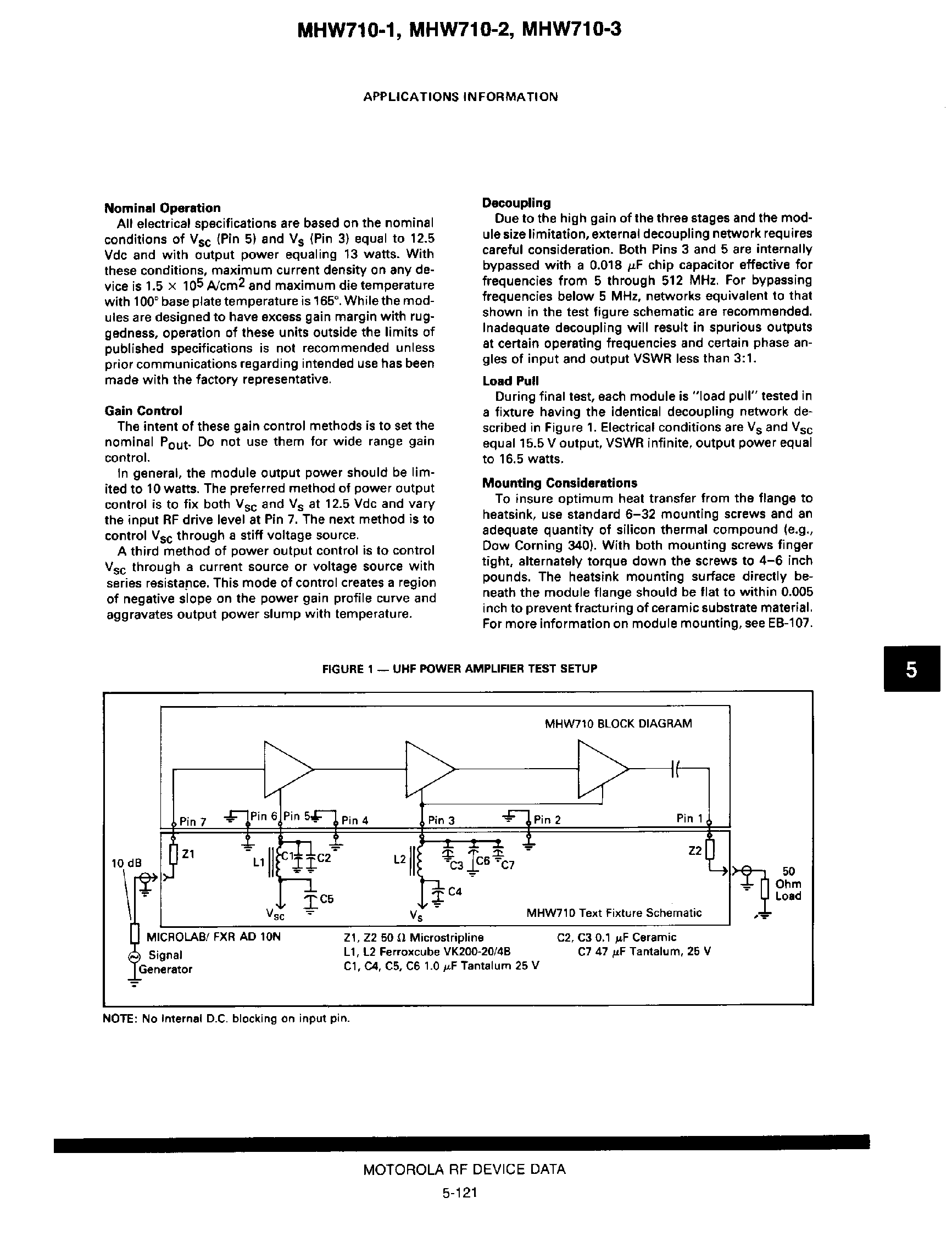 Даташит MHW710-1 - (MHW710-1 - MHW710-3 ) RF Power Amplifiers страница 2