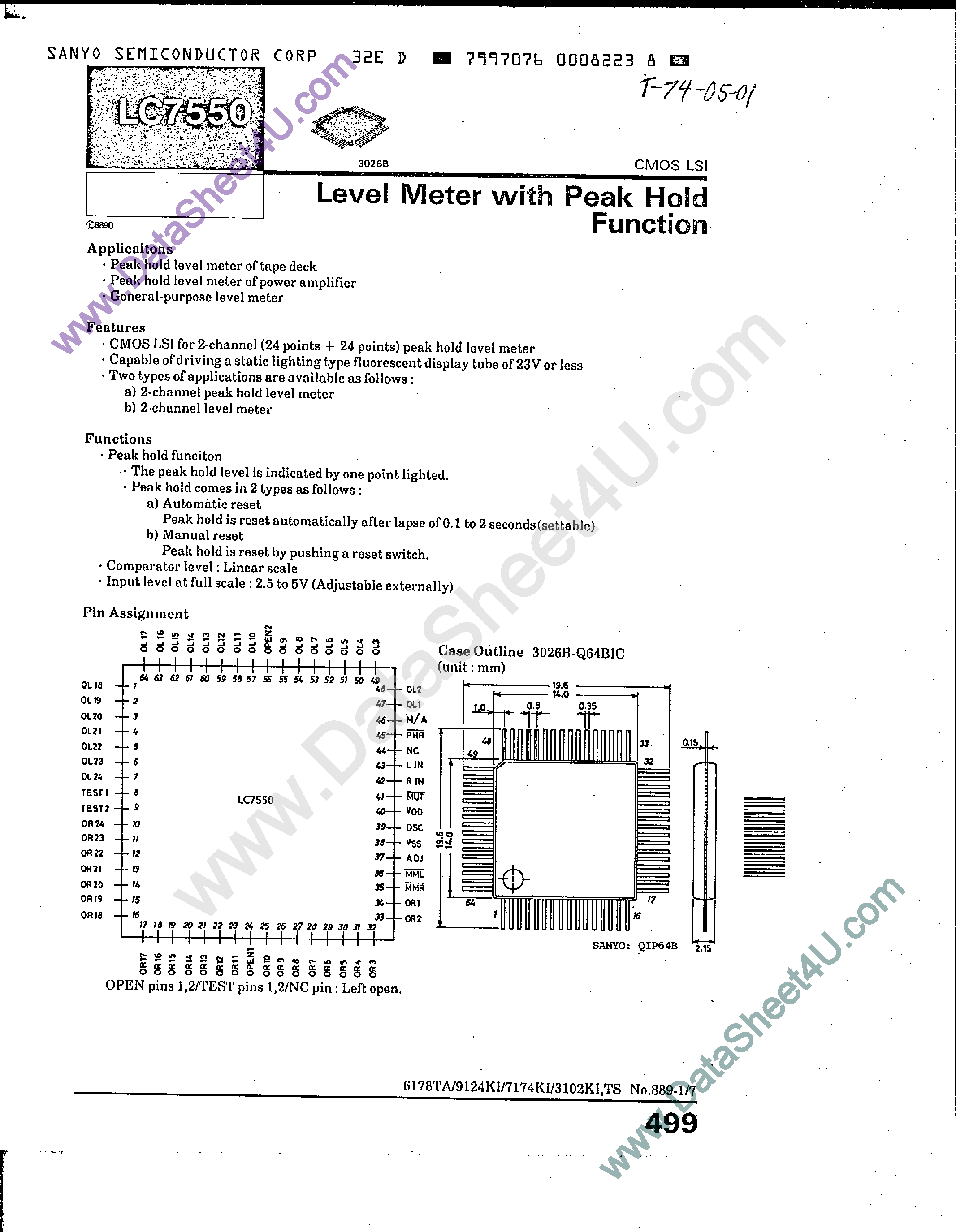 Даташит LC7550 - Level Meter страница 1