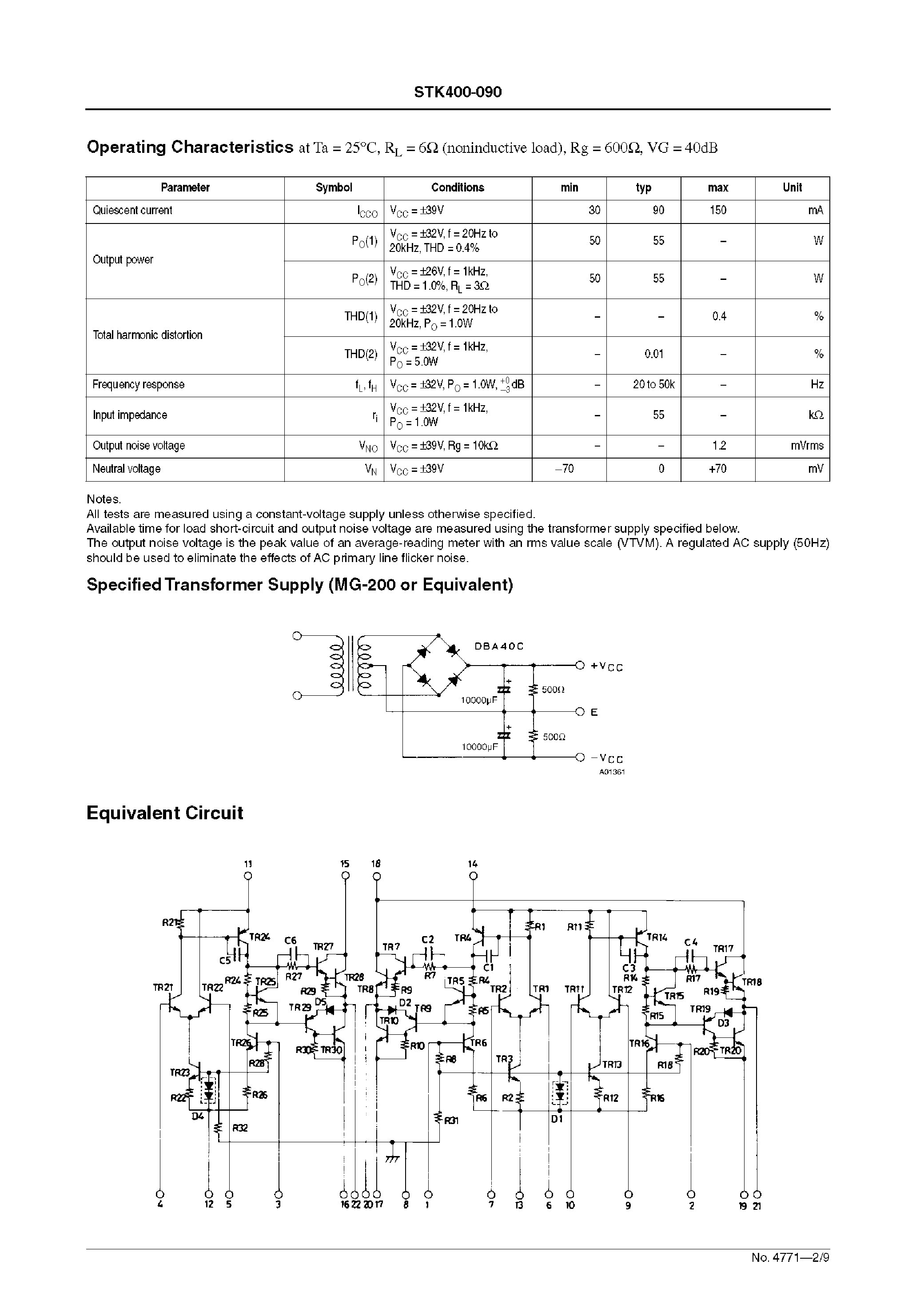 Datasheet STK400-090 - AF Power Amplifier page 2