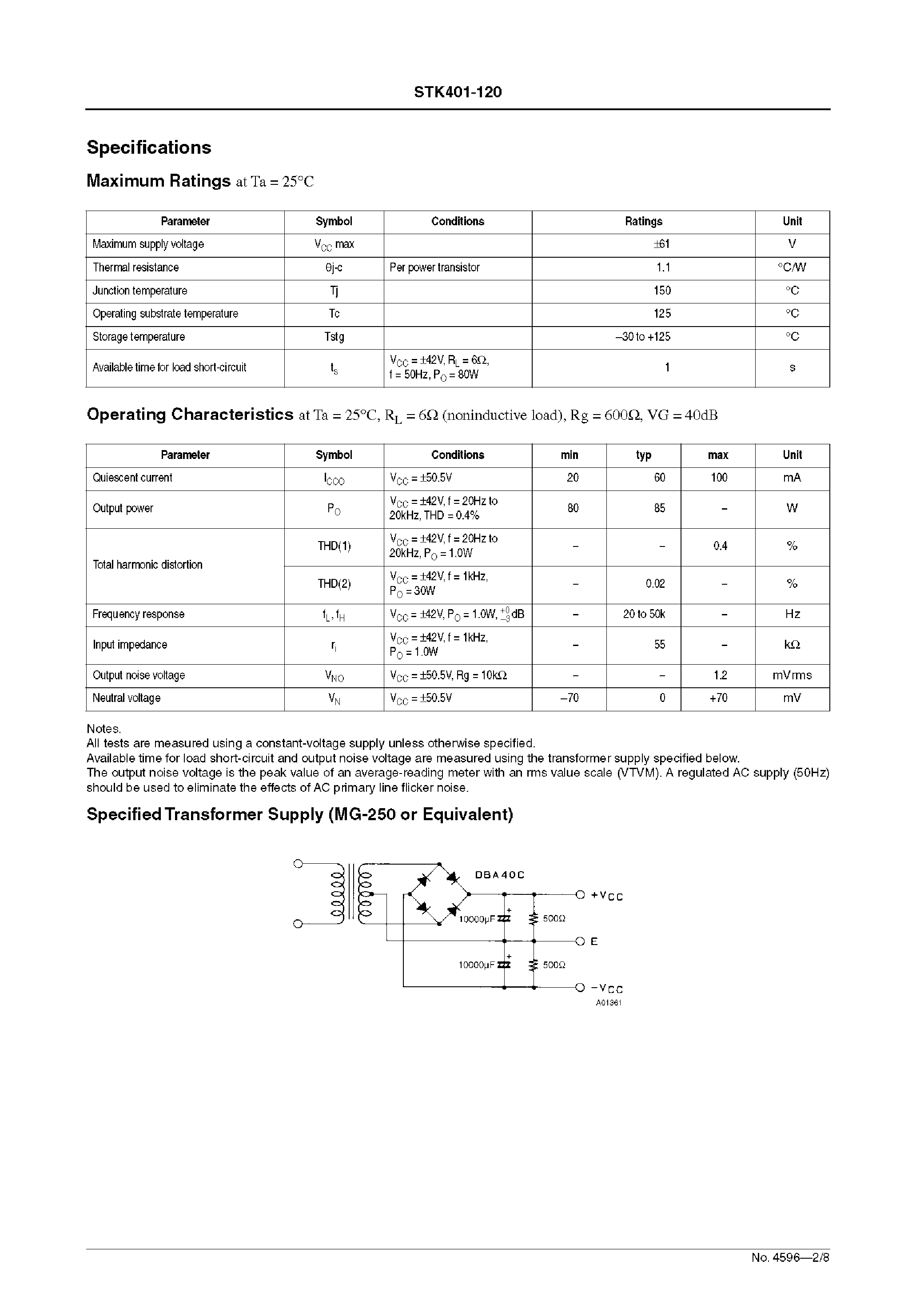 Datasheet STK401-120 - AF Power Amplifier page 2