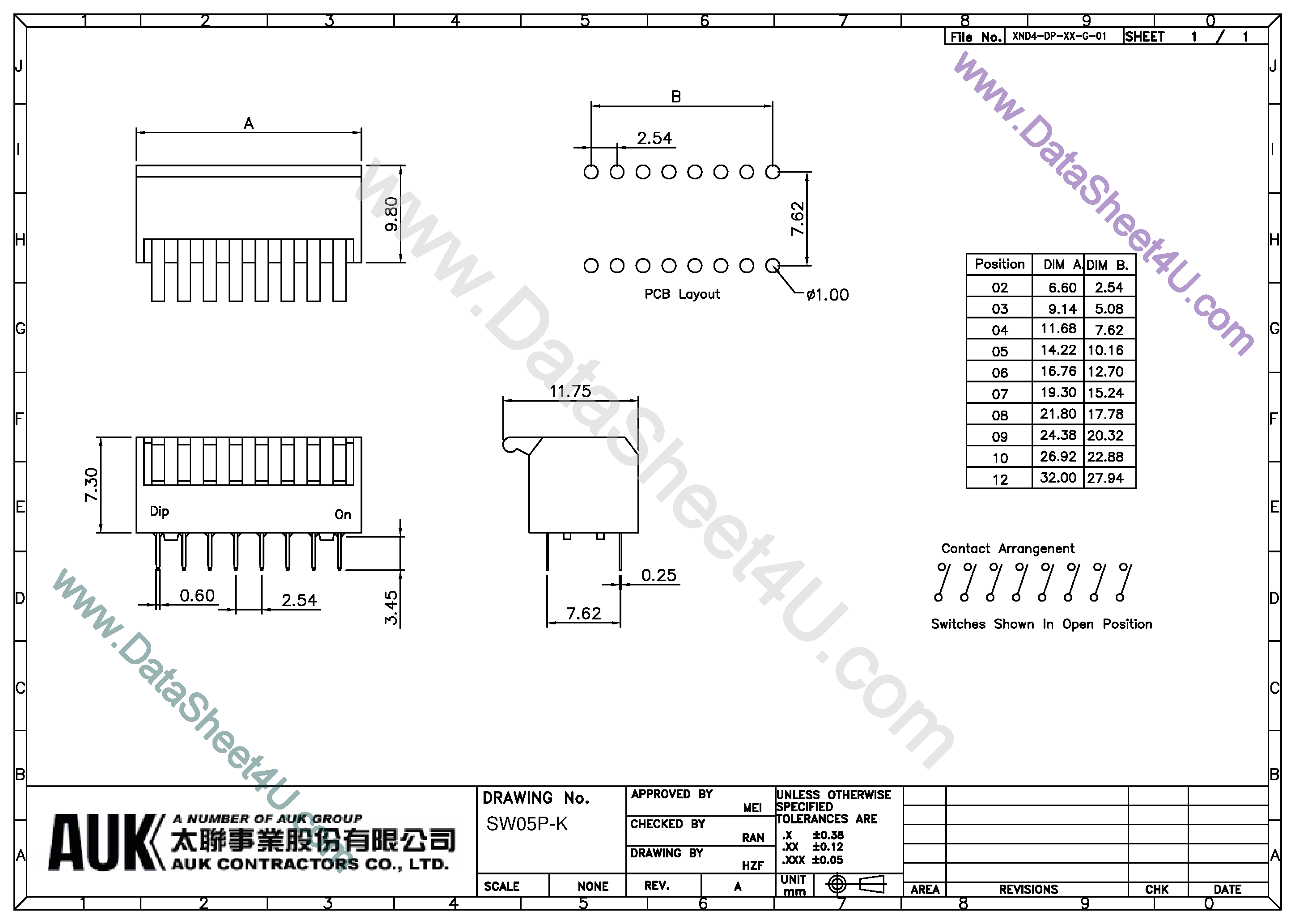 Datasheet SW05P-K - PIANO SWITCH page 1