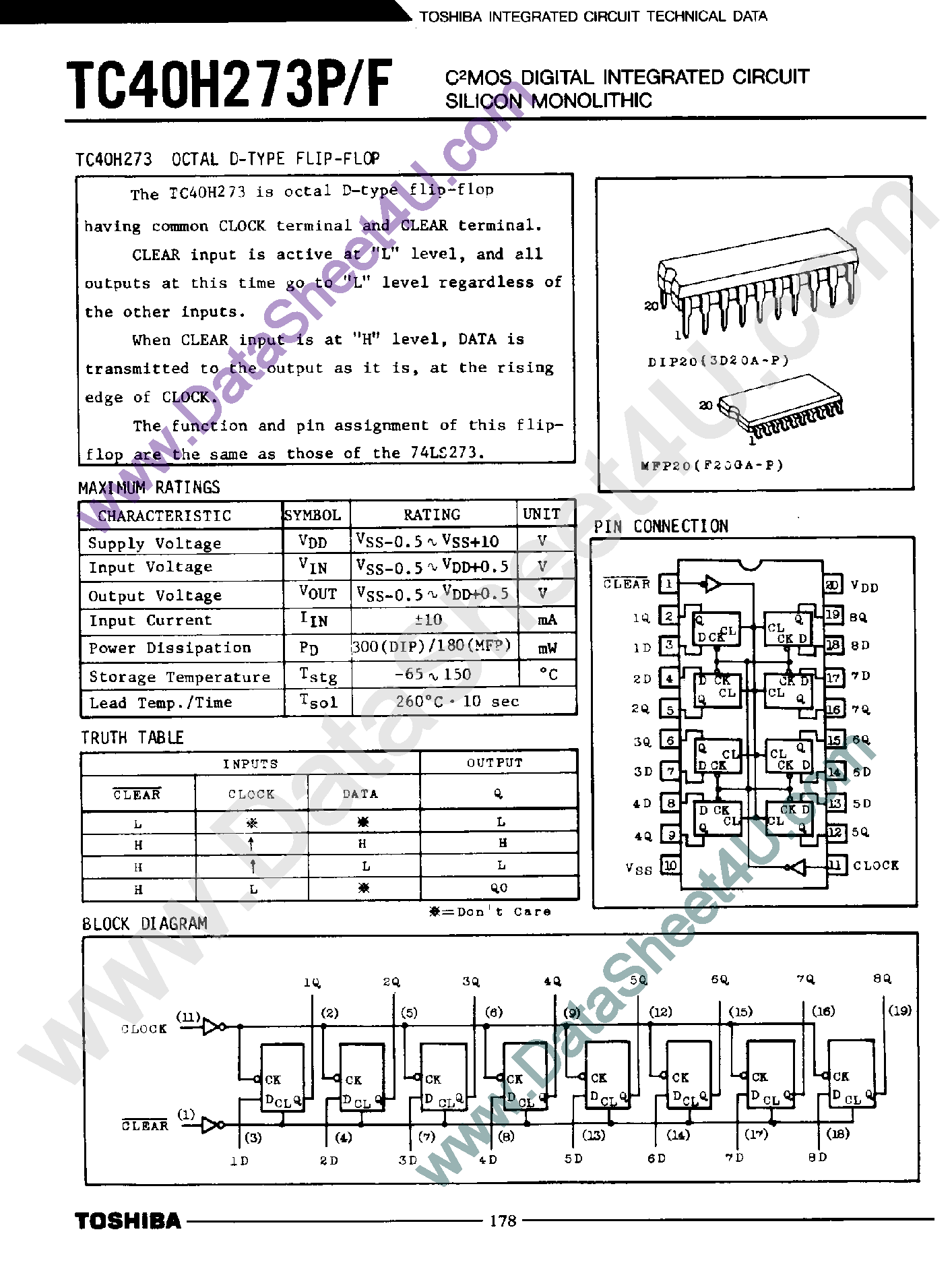 Даташит TC40H273 - Octal D-Type Filp-Flop страница 1