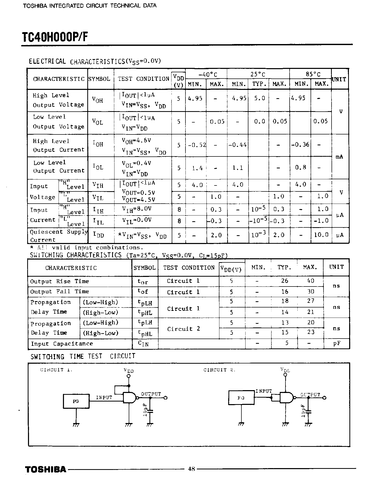 Даташит TC40H000 - Quad 2-Input NAND Gate страница 2