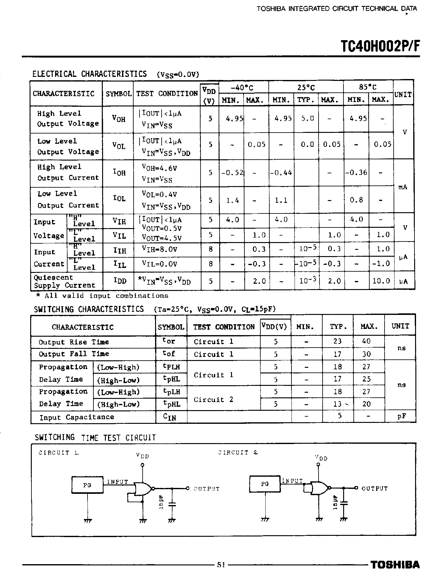 Даташит TC40H002 - Quad 2-Input NOR Gate страница 2