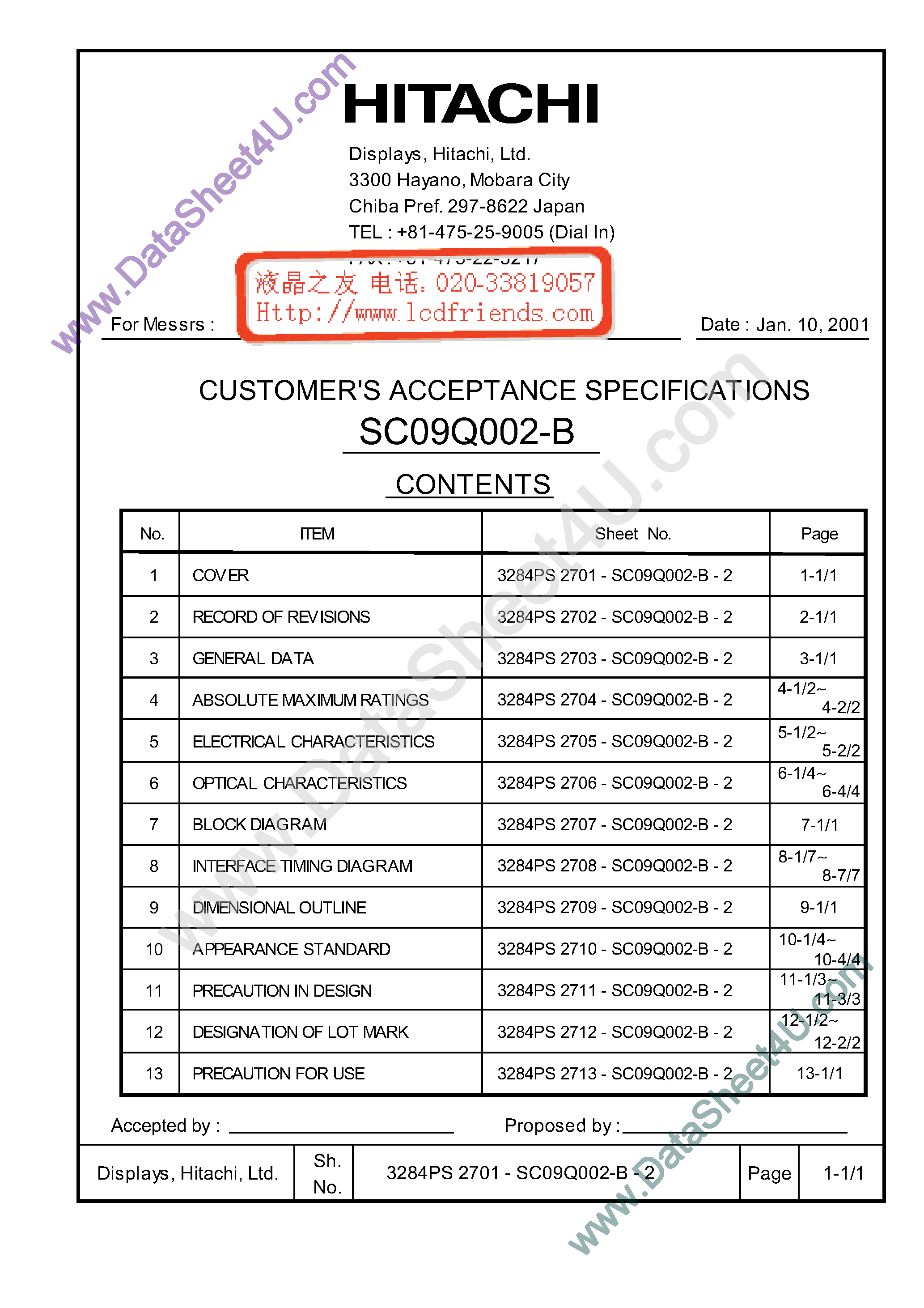 Datasheet sc09q002-b - LCD_Module page 1