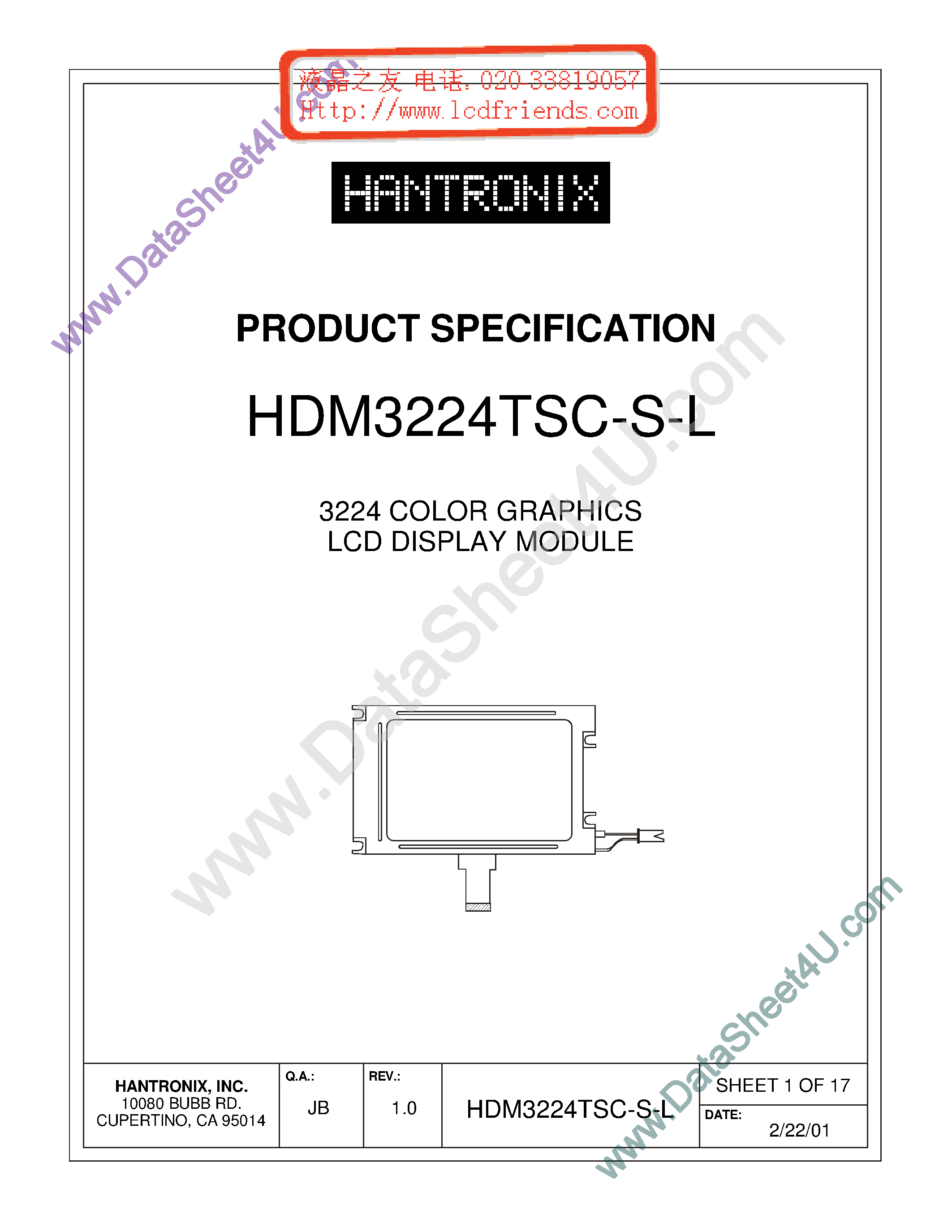 Datasheet HDMs3224tsc-s-l - LCD DISPLAY MODULE page 1