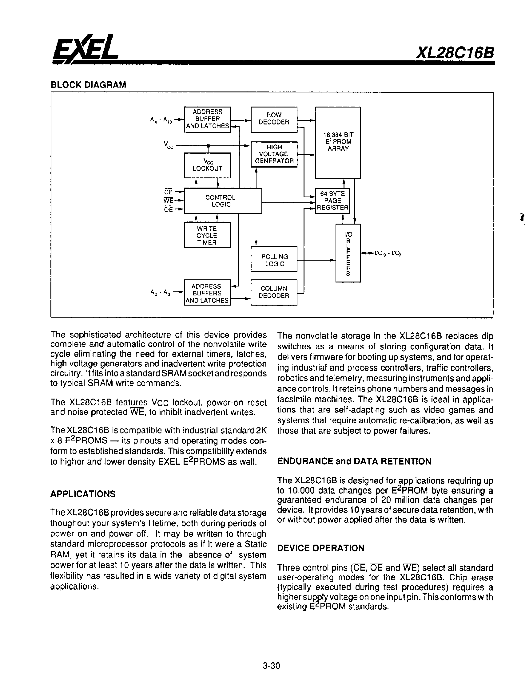 Datasheet XL28C16B - 2K x 8 CMOS EEPROM page 2