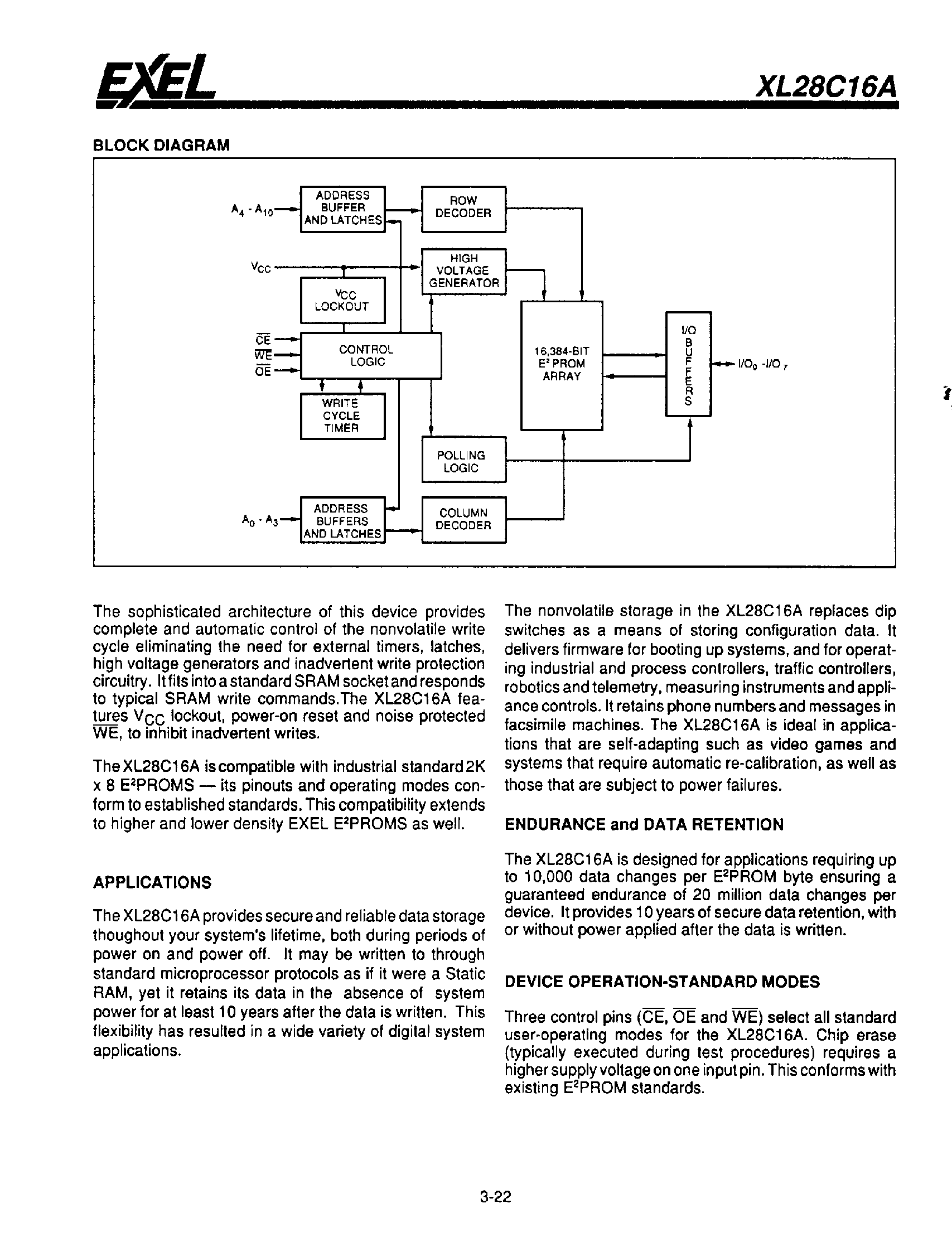 Datasheet XL28C16A - 2K x 8 CMOS EEPROM page 2
