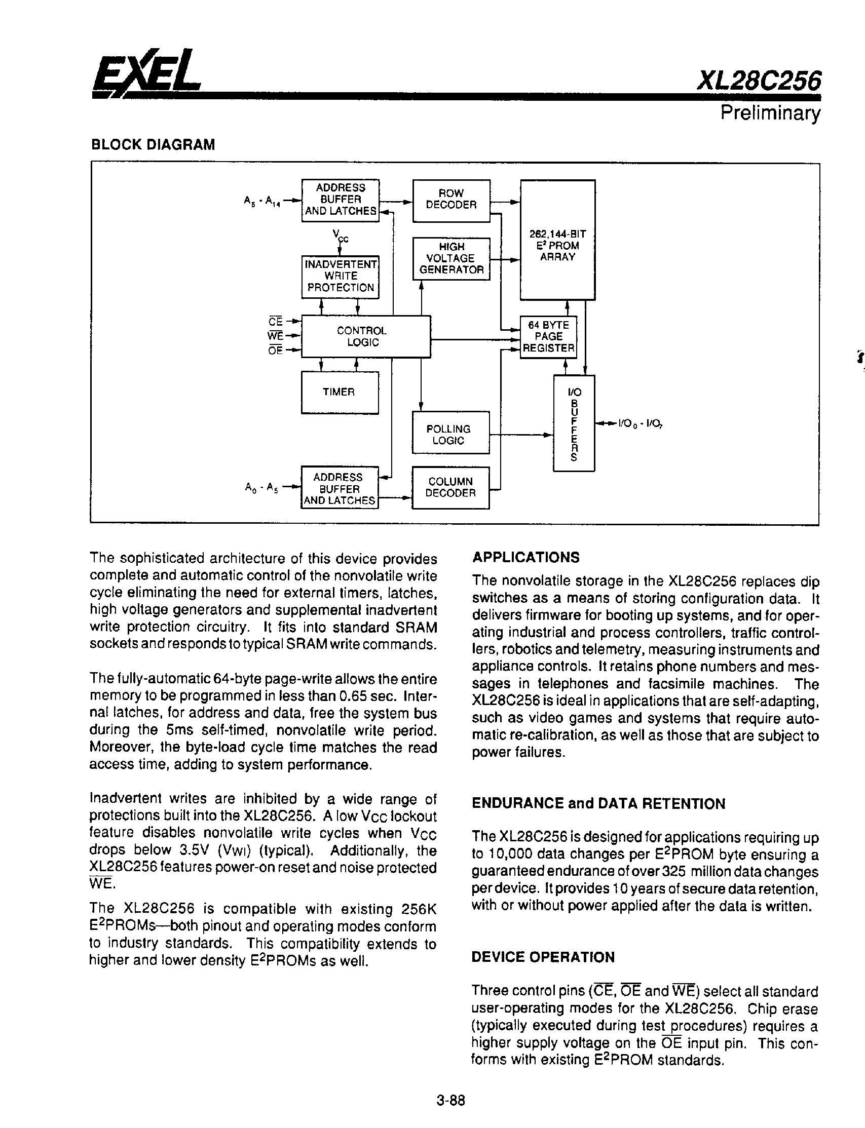 Datasheet XL28C256 - 32K x 8 CMOS EEPROM page 2